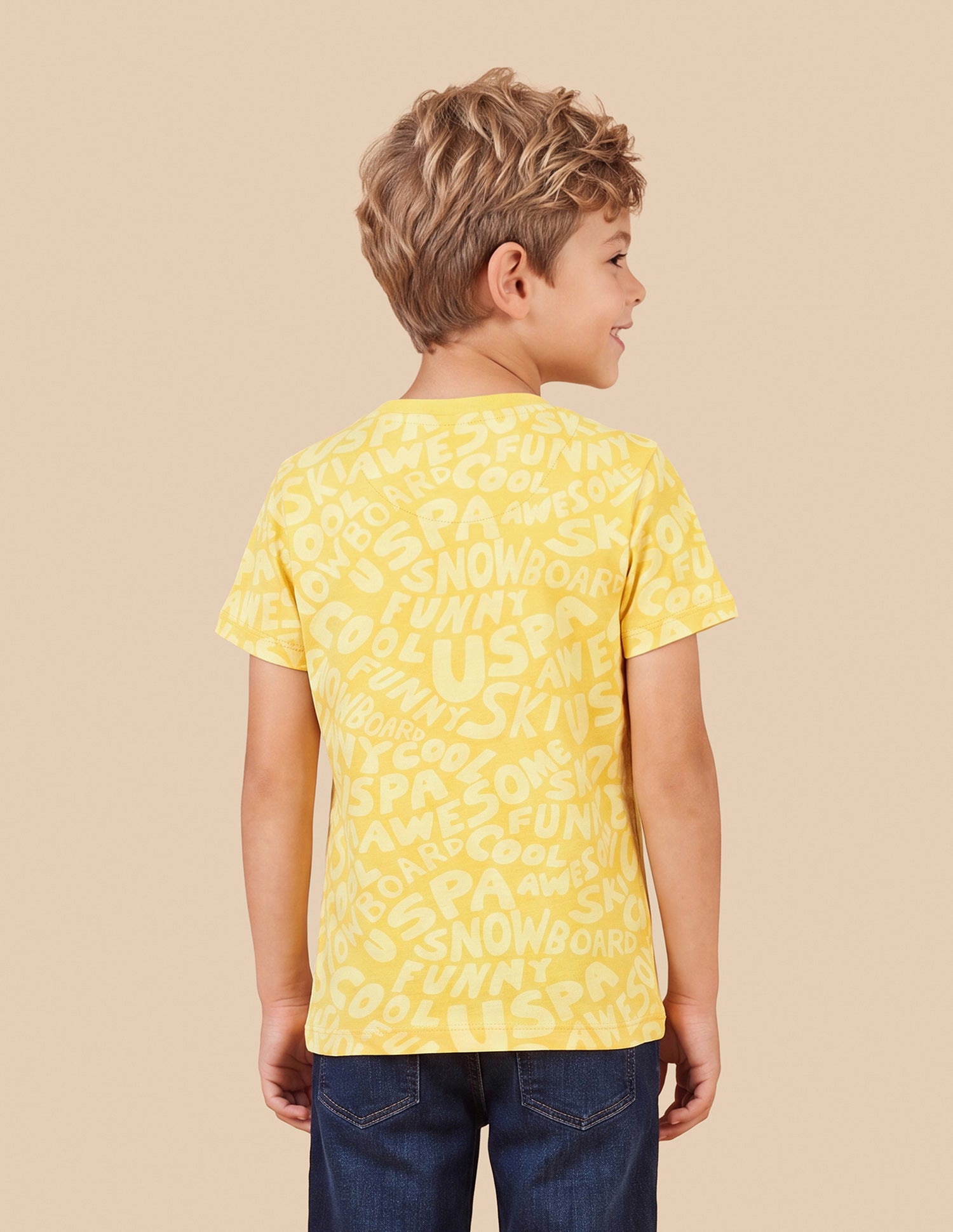 Typographic Printed Regular Fit T-Shirt Yellow - U.S. Polo Assn. India | Large