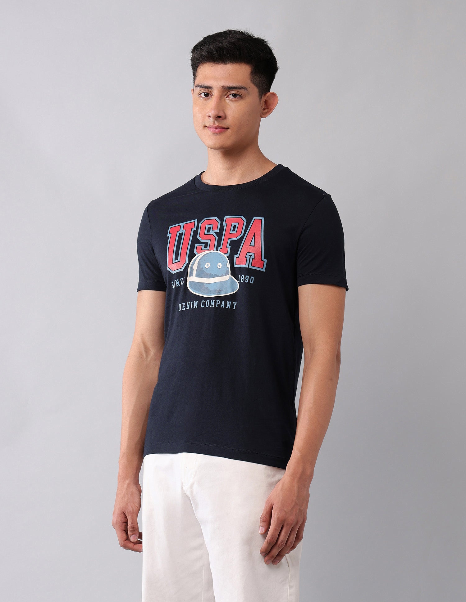Brand Printed Muscle Fit T-Shirt Navy - U.S. Polo Assn. India | Large