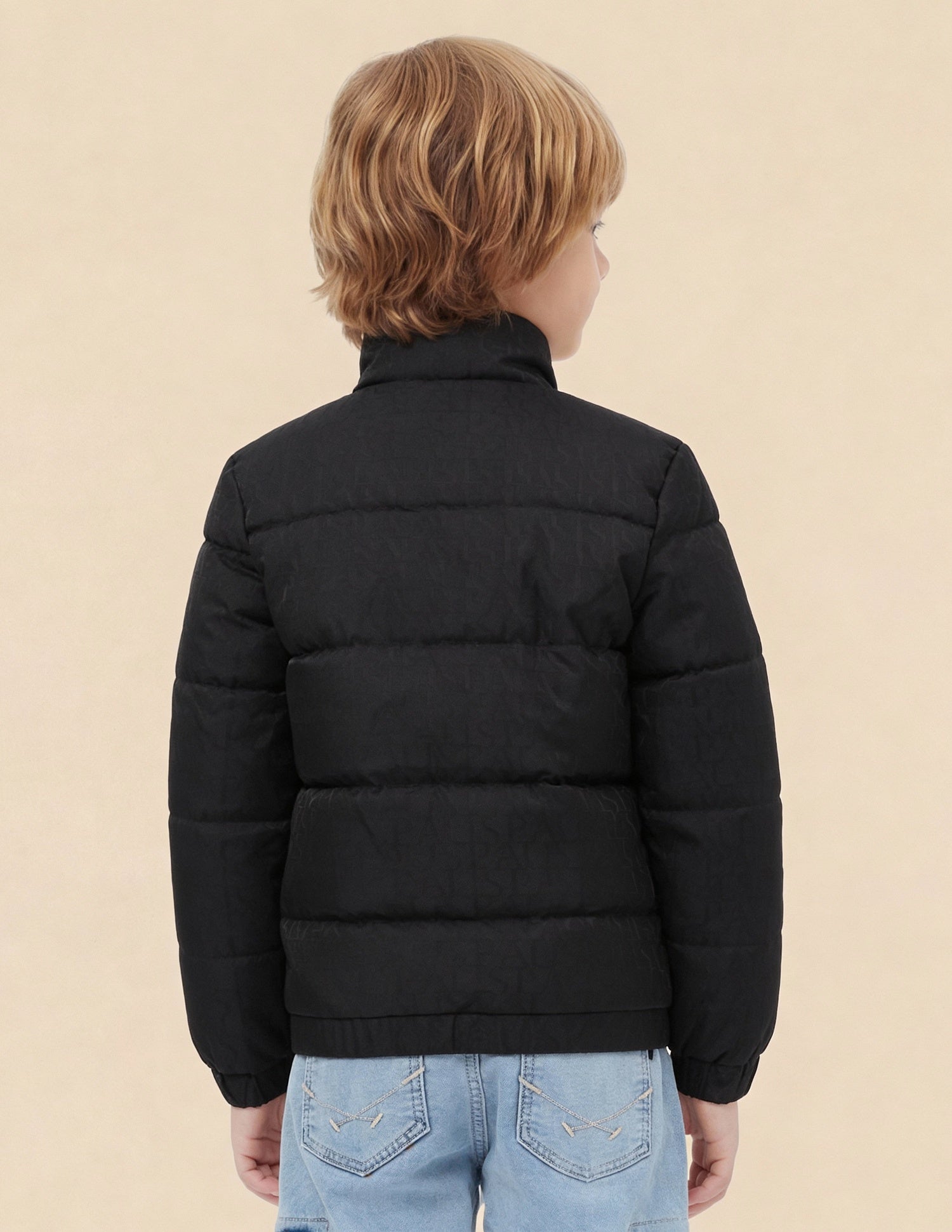 Boys Brand Printed Puffer Jacket Black - U.S. Polo Assn. India | Large