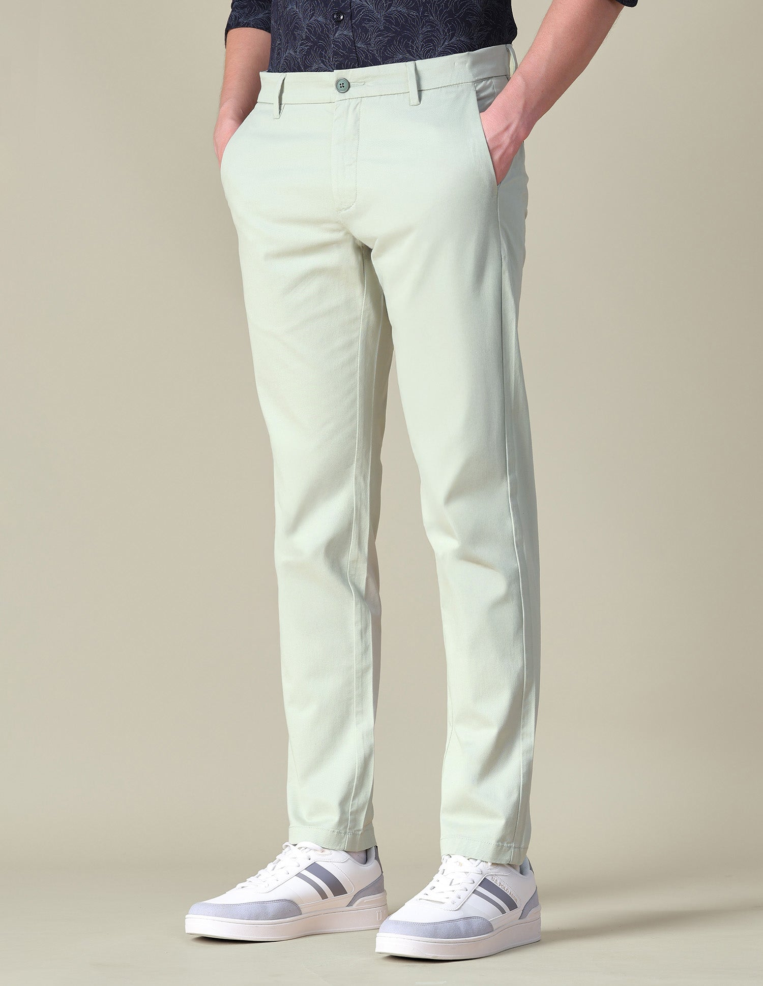 Denver Slim Fit Twill Trousers Light Pista Green - U.S. POLO ASSN. | Large