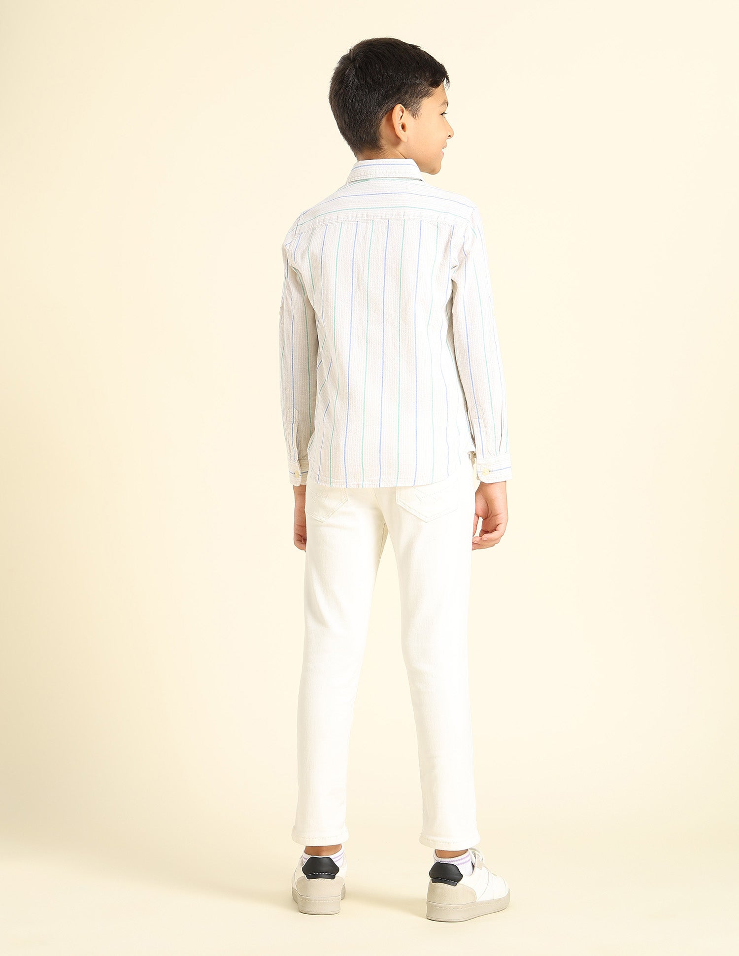 Boys Vertical Striped Regular Fit Shirt Turquoise - U.S. POLO ASSN. | Large