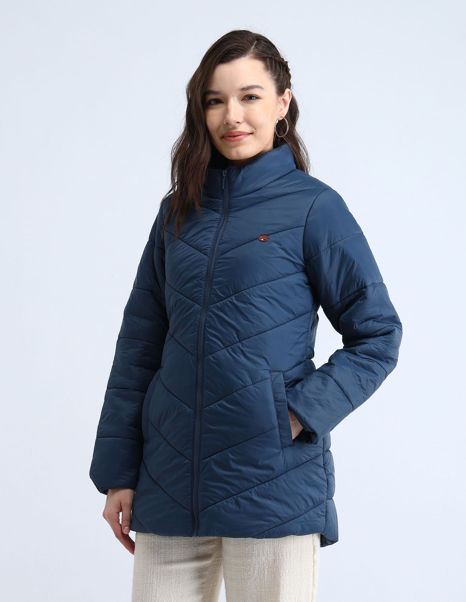 Longline High Neck Puffer Jacket Denim - U.S. POLO ASSN. | Large