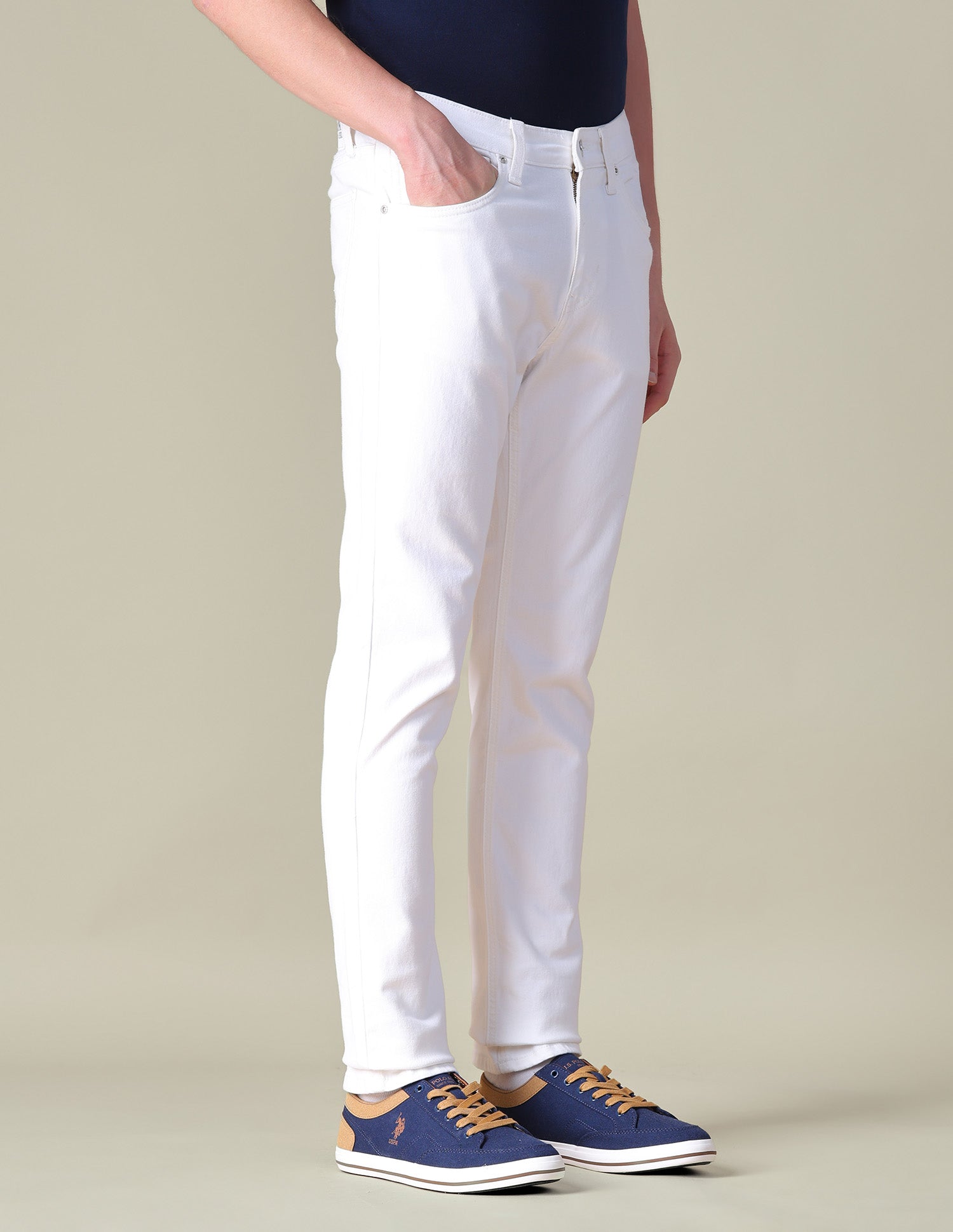 Brandon Slim Tapered Fit White Jeans White - U.S. POLO ASSN. | Large