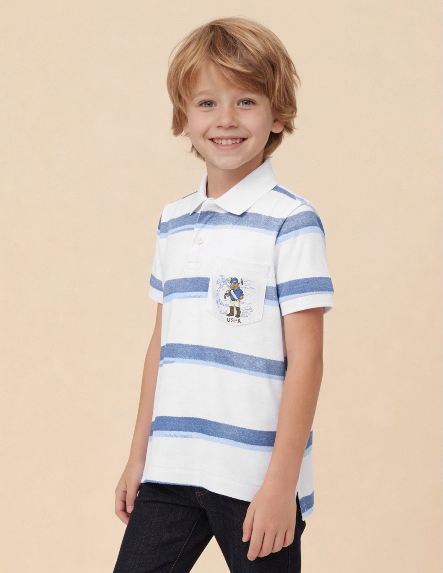 Horizontal Striped Regular Fit Polo Shirt White - U.S. Polo Assn. India | Large
