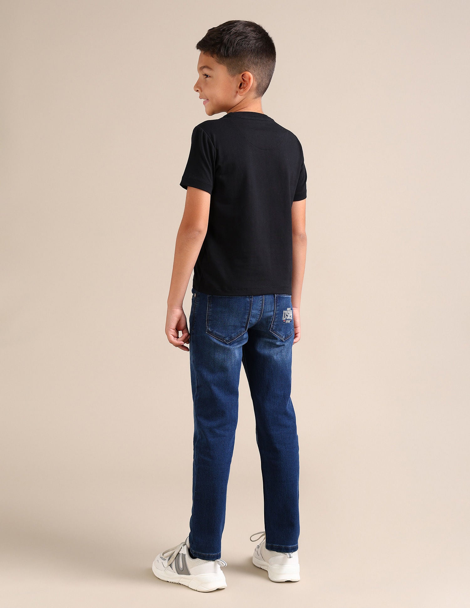 Boys Pure Cotton Regular T-shirt Black - U.S. Polo Assn. India | Large