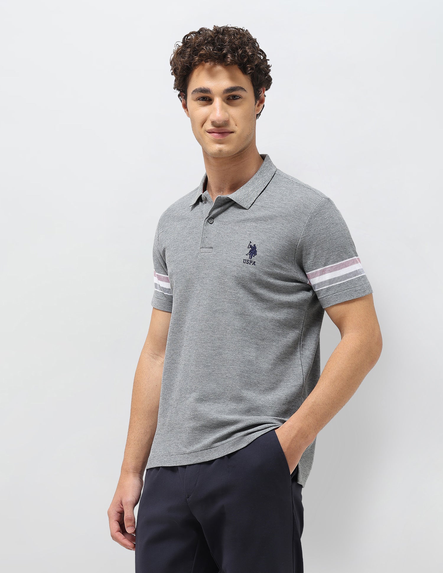 Heathered Slim Fit Polo Shirt Grey - U.S. Polo Assn. India | Large