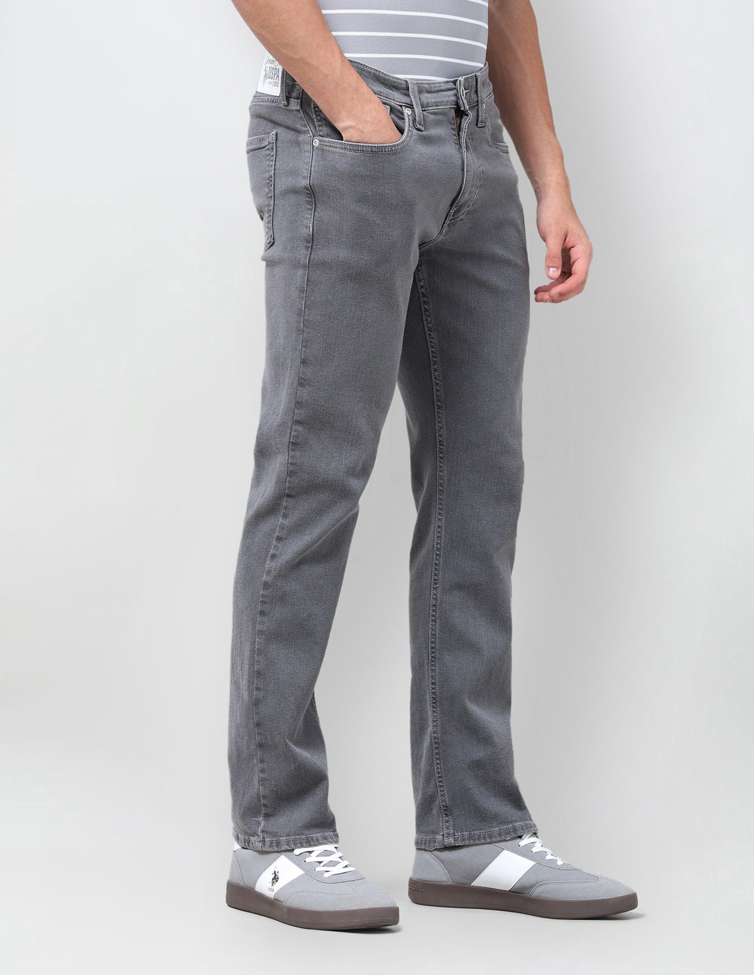 Harold Slim Straight Fit Grey Jeans Grey - U.S. Polo Assn. India | Large