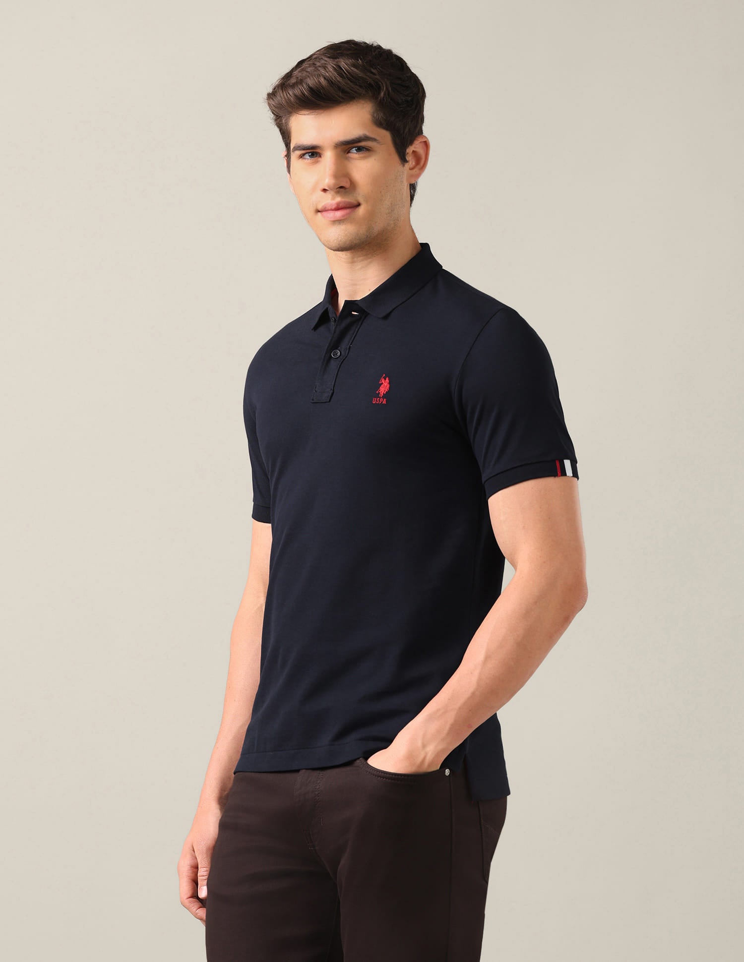 Brand Embroidered Slim Fit Polo Shirt Blue - U.S. Polo Assn. India | Large