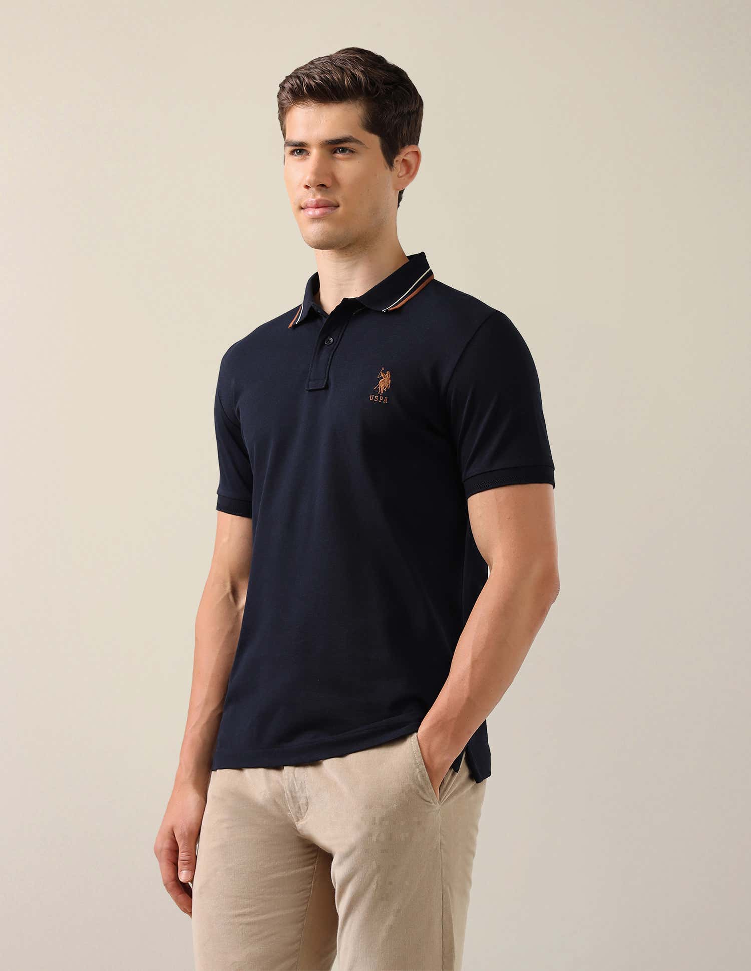 Brand Embroidered Slim Fit Polo Shirt Navy - U.S. Polo Assn. India | Large