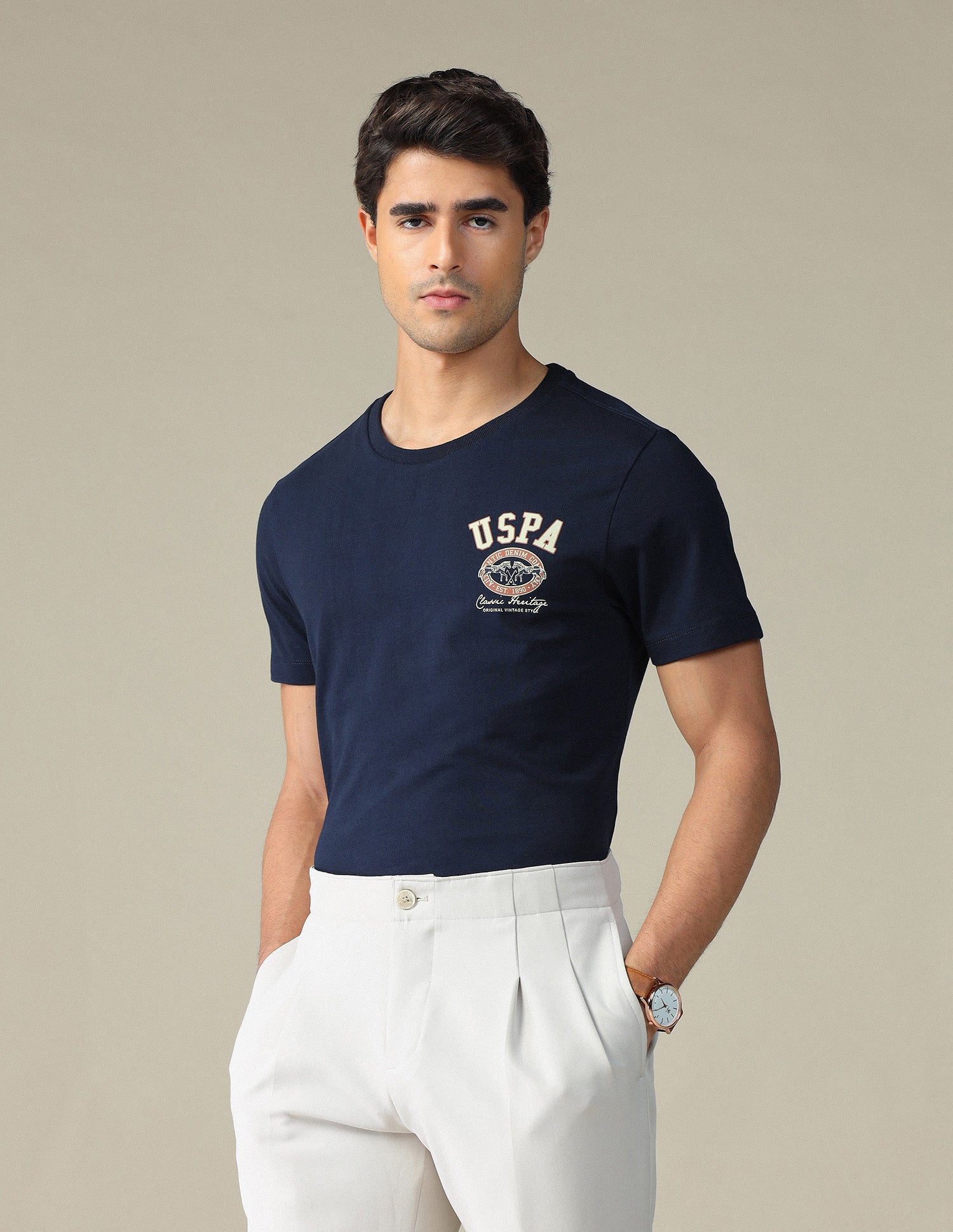 Brand Printed Muscle Fit T-Shirt Navy - U.S. POLO ASSN. | Large