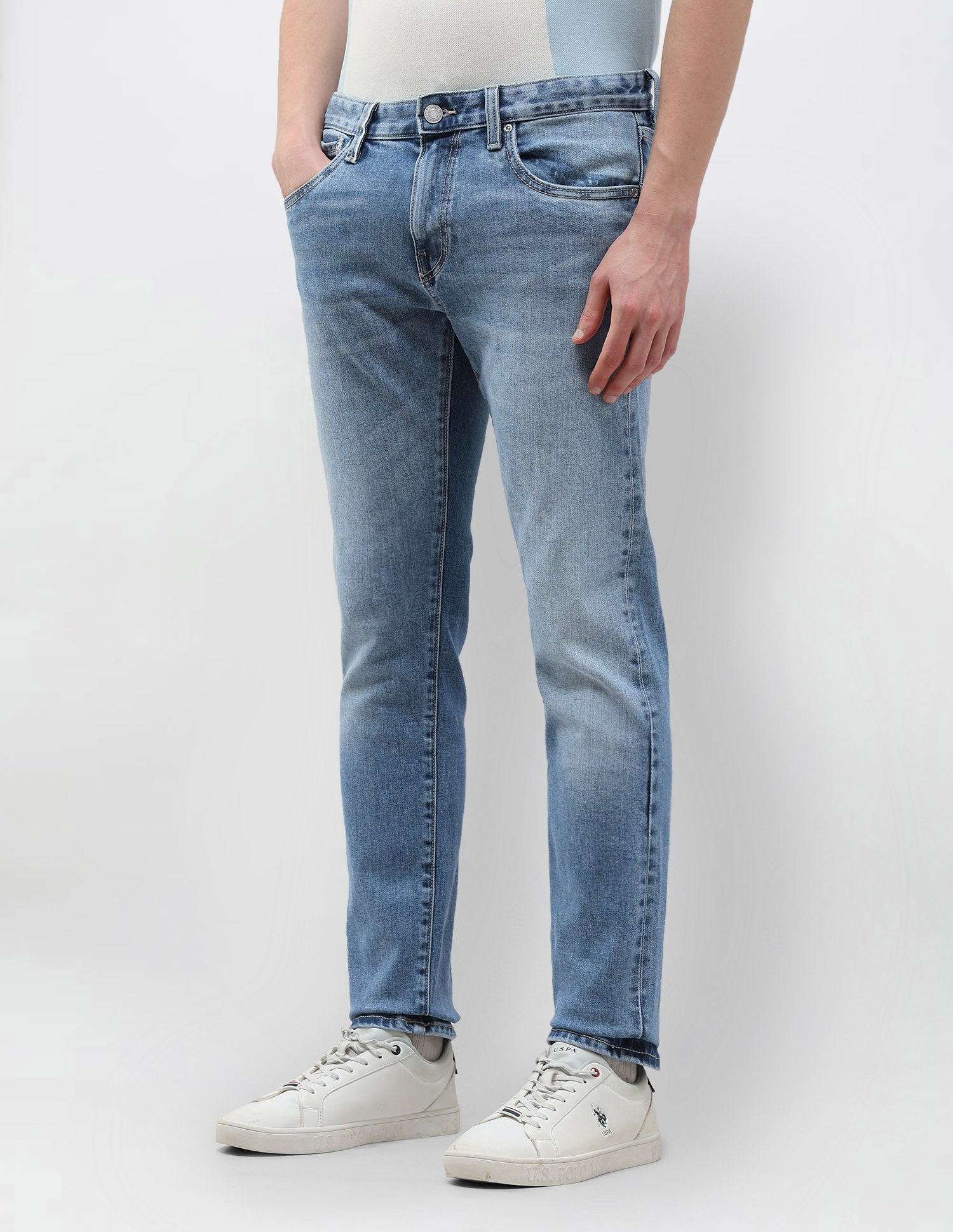 Brandon Slim Tapered Fit Blue Jeans Blue - U.S. Polo Assn. India | Large