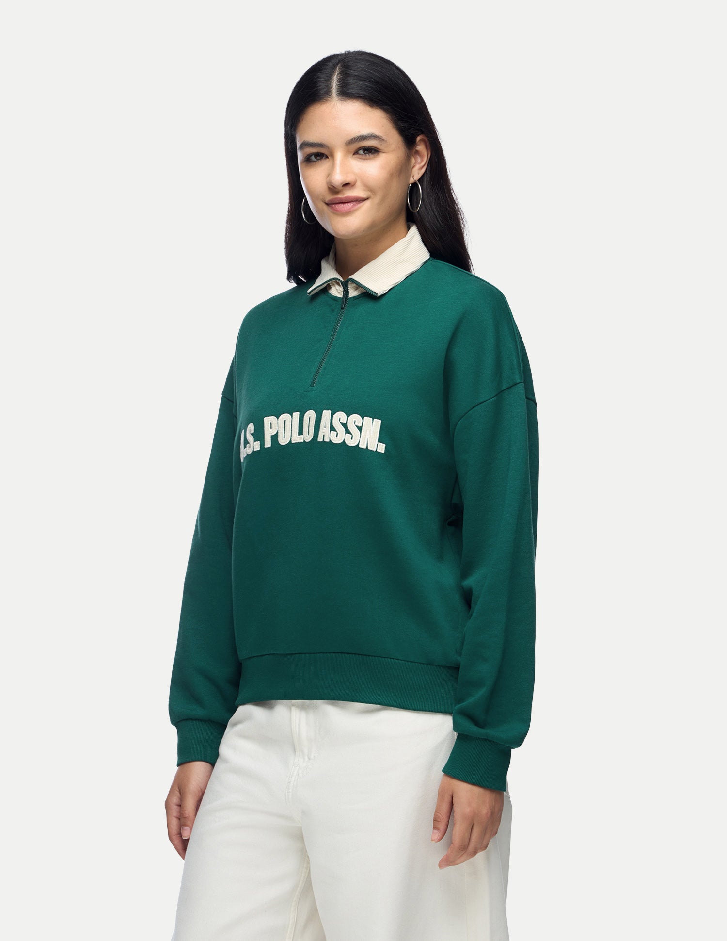 Brand Applique Relaxed Fit Sweatshirt Dark Green - U.S. Polo Assn. India | Large