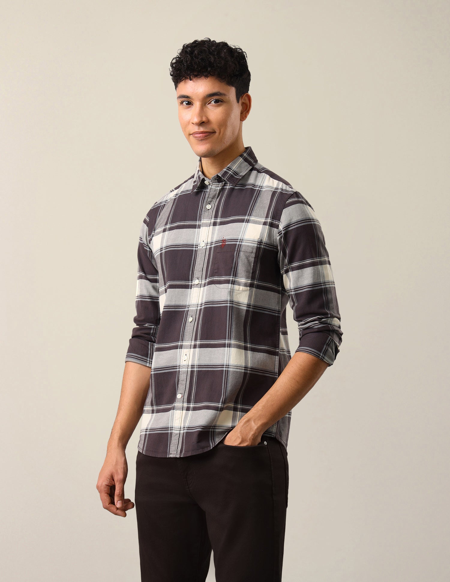 Twill Plaid Checked Shirt Dark Brown - U.S. Polo Assn. India | Large