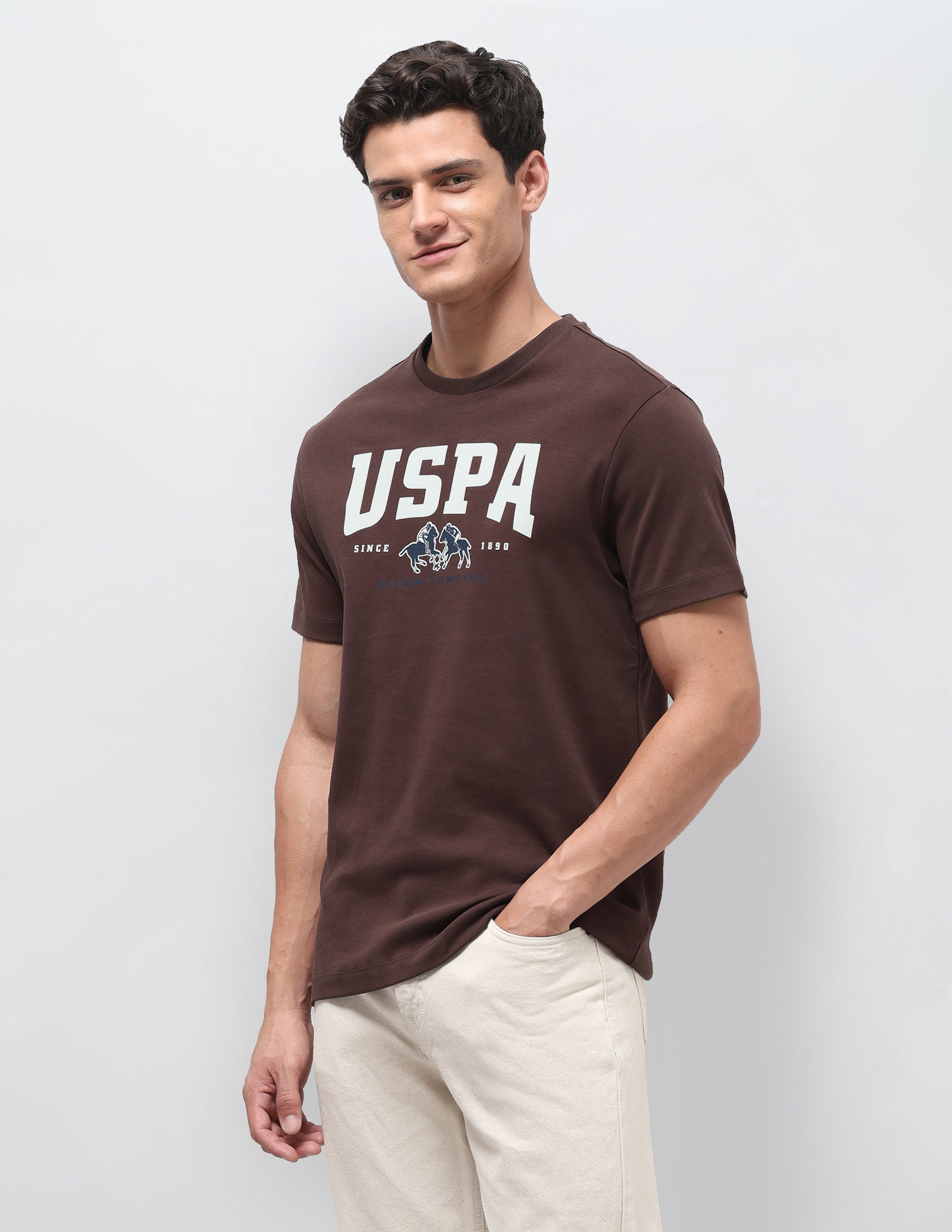 Brand Printed Slim Fit T-Shirt Dark Brown - U.S. Polo Assn. India | Large