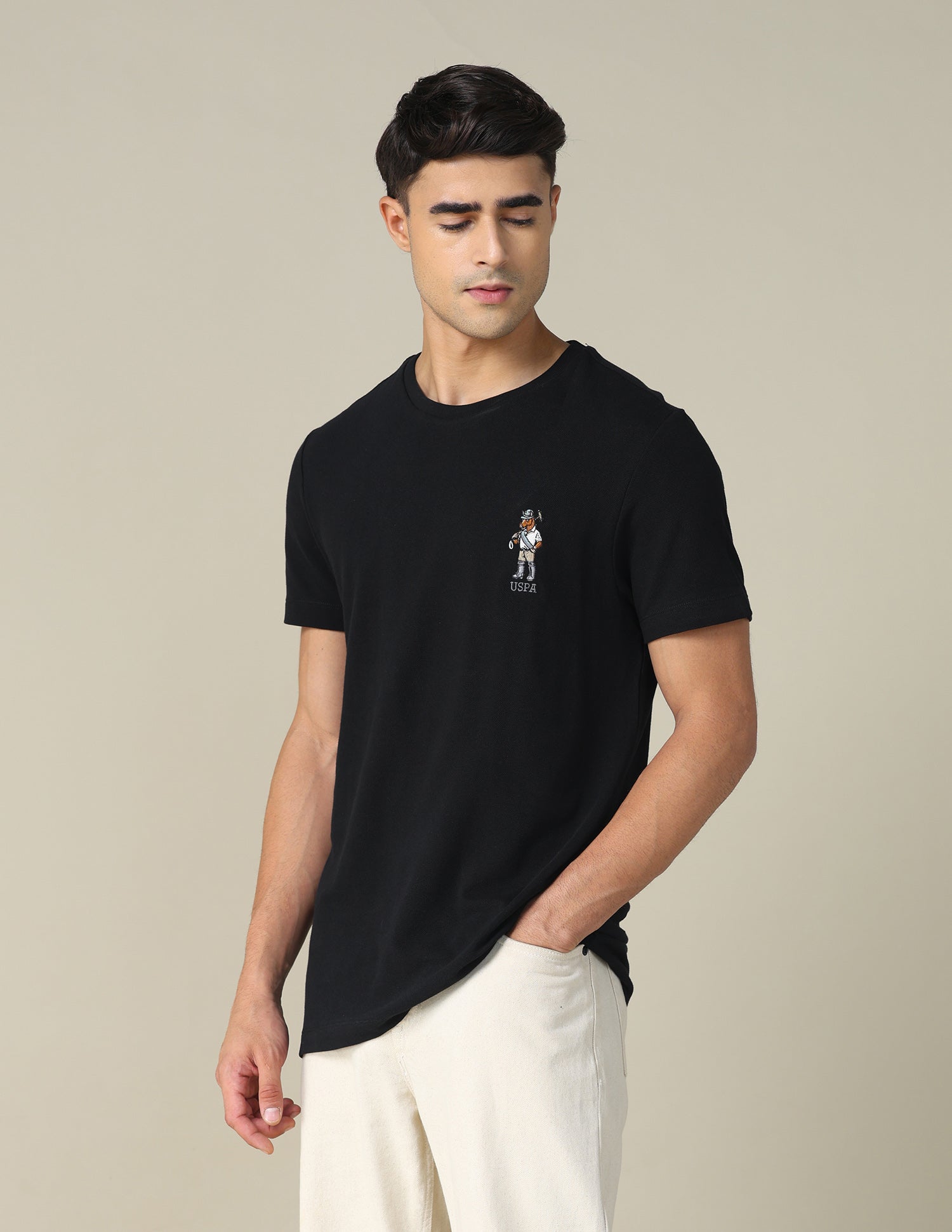 Regular Fit Solid T-shirt Black - U.S. POLO ASSN. | Large