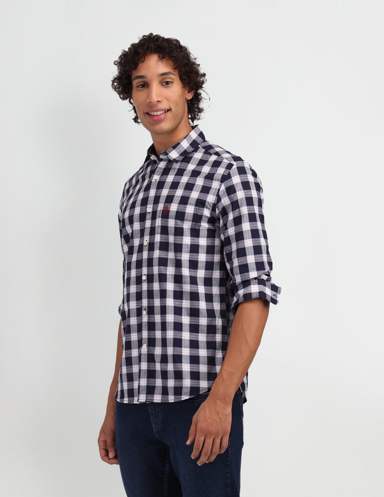 Plaid Checked Poplin Shirt Navy - U.S. Polo Assn. India | Large