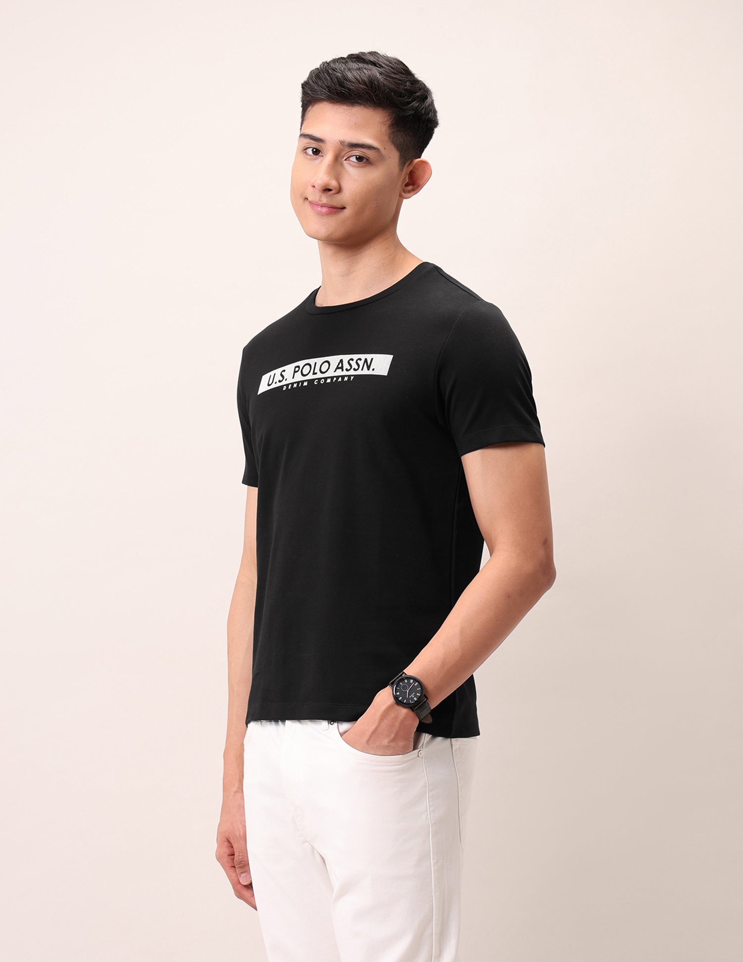 Brand Printed Outdoor T-Shirt Black - U.S. Polo Assn. India | Large