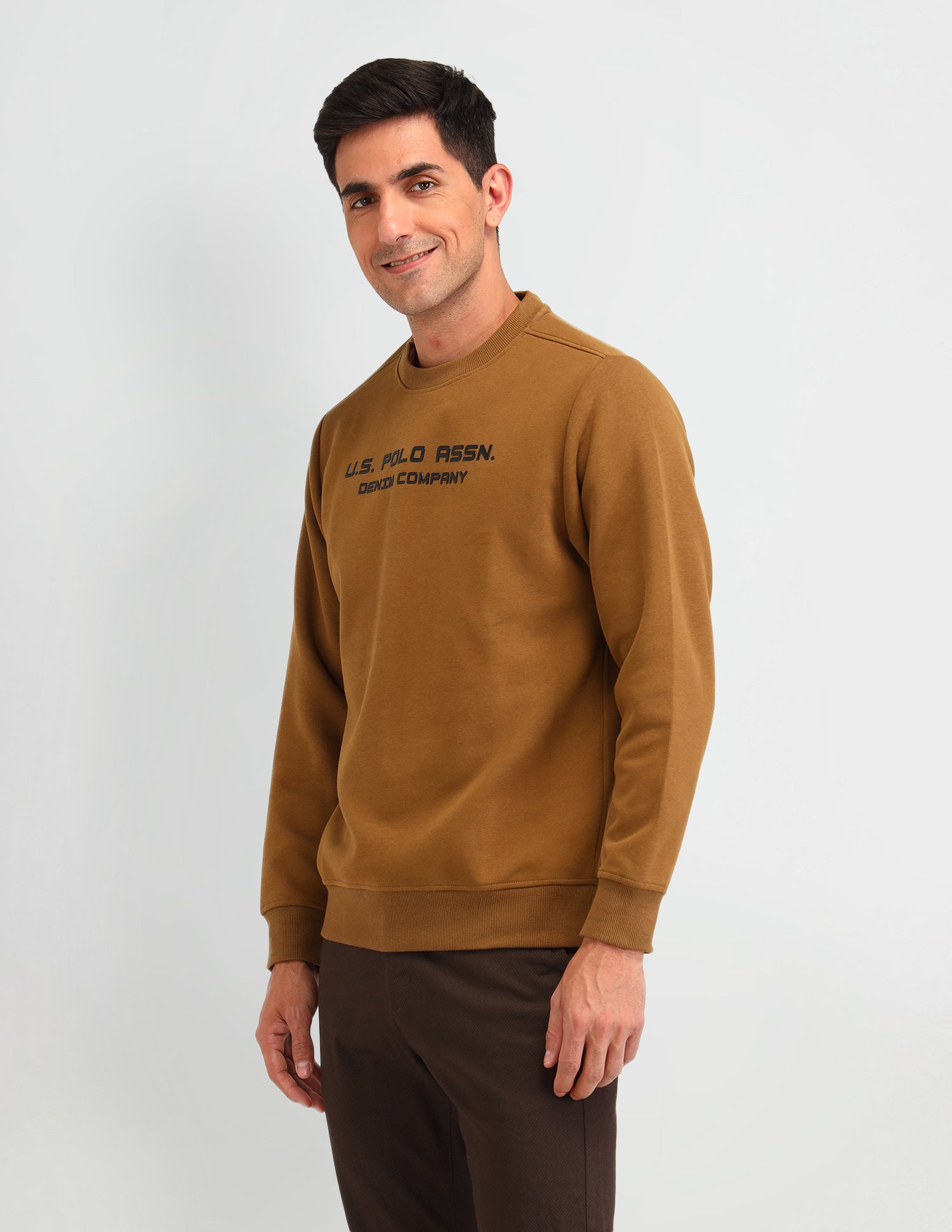 Brand Printed Regular Fit Sweatshirt Golden Khakhi - U.S. POLO ASSN. | Large