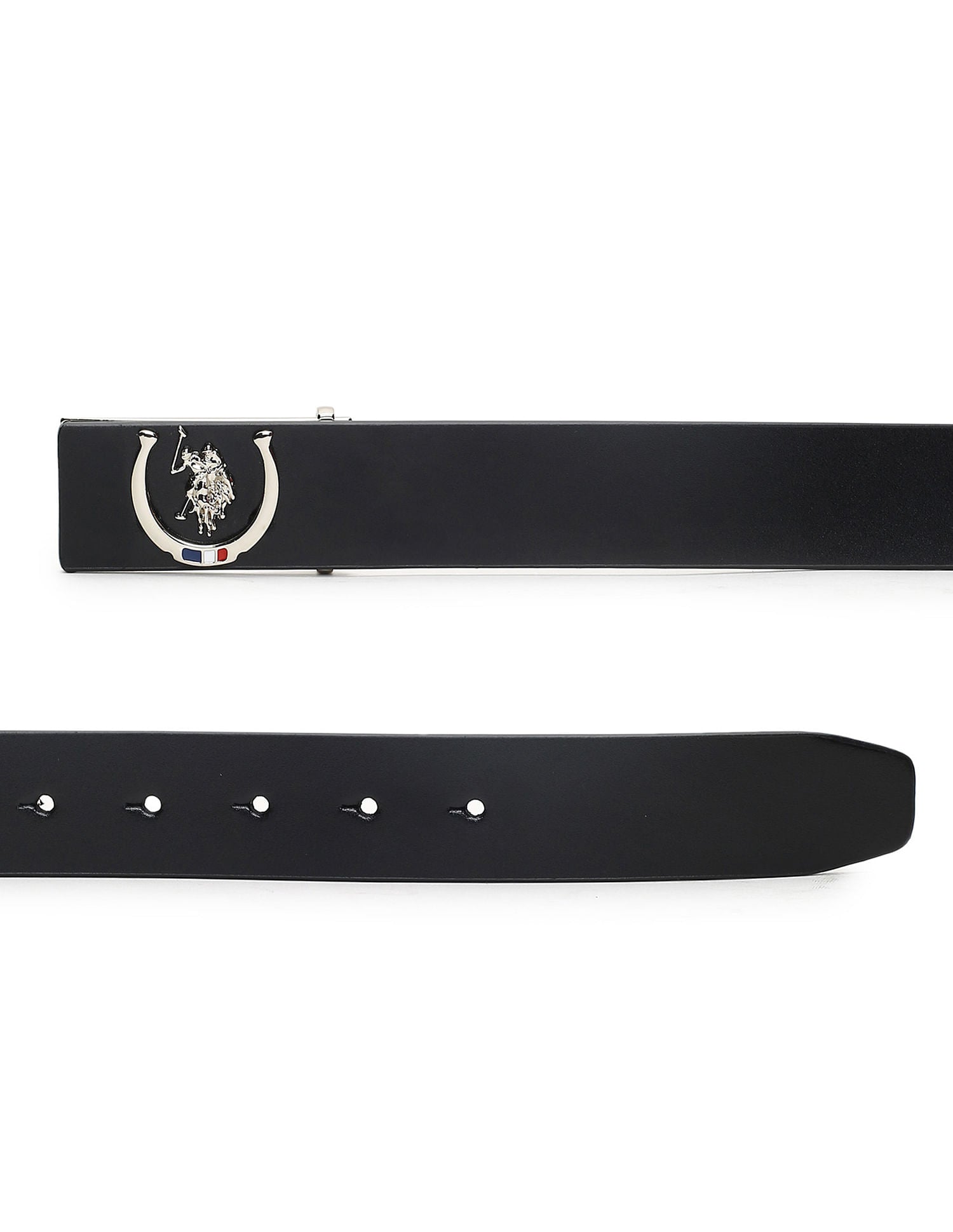 Leather Metallic Buckle Belt Black - U.S. POLO ASSN. | Large