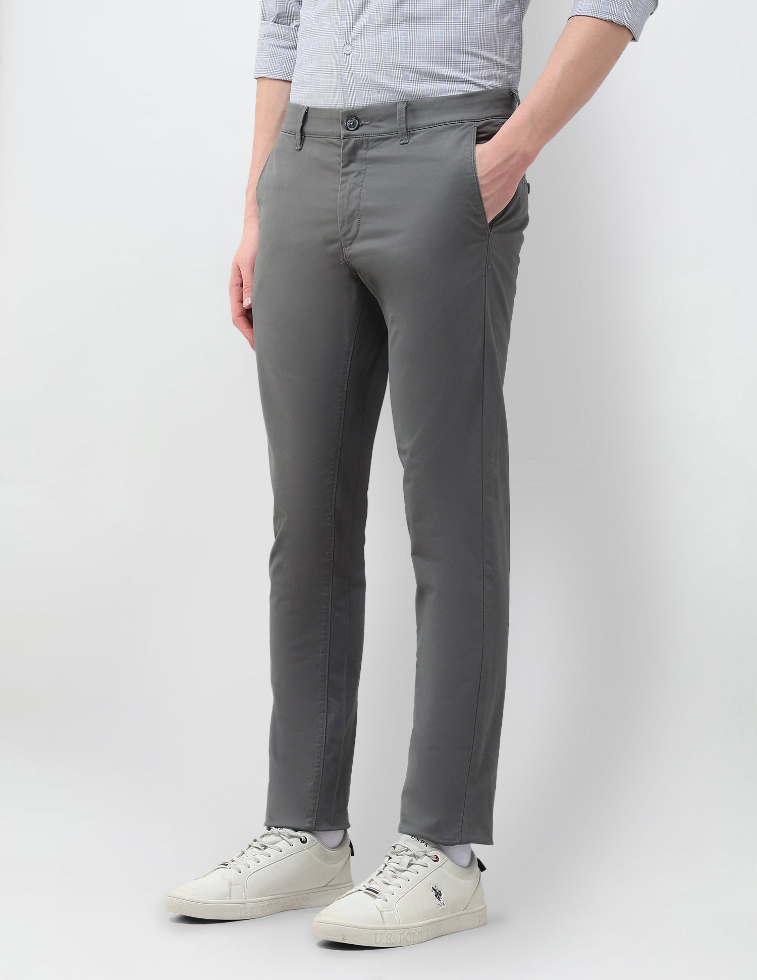 Denver Slim Fit Satin Trousers Dark Grey - U.S. Polo Assn. India | Large