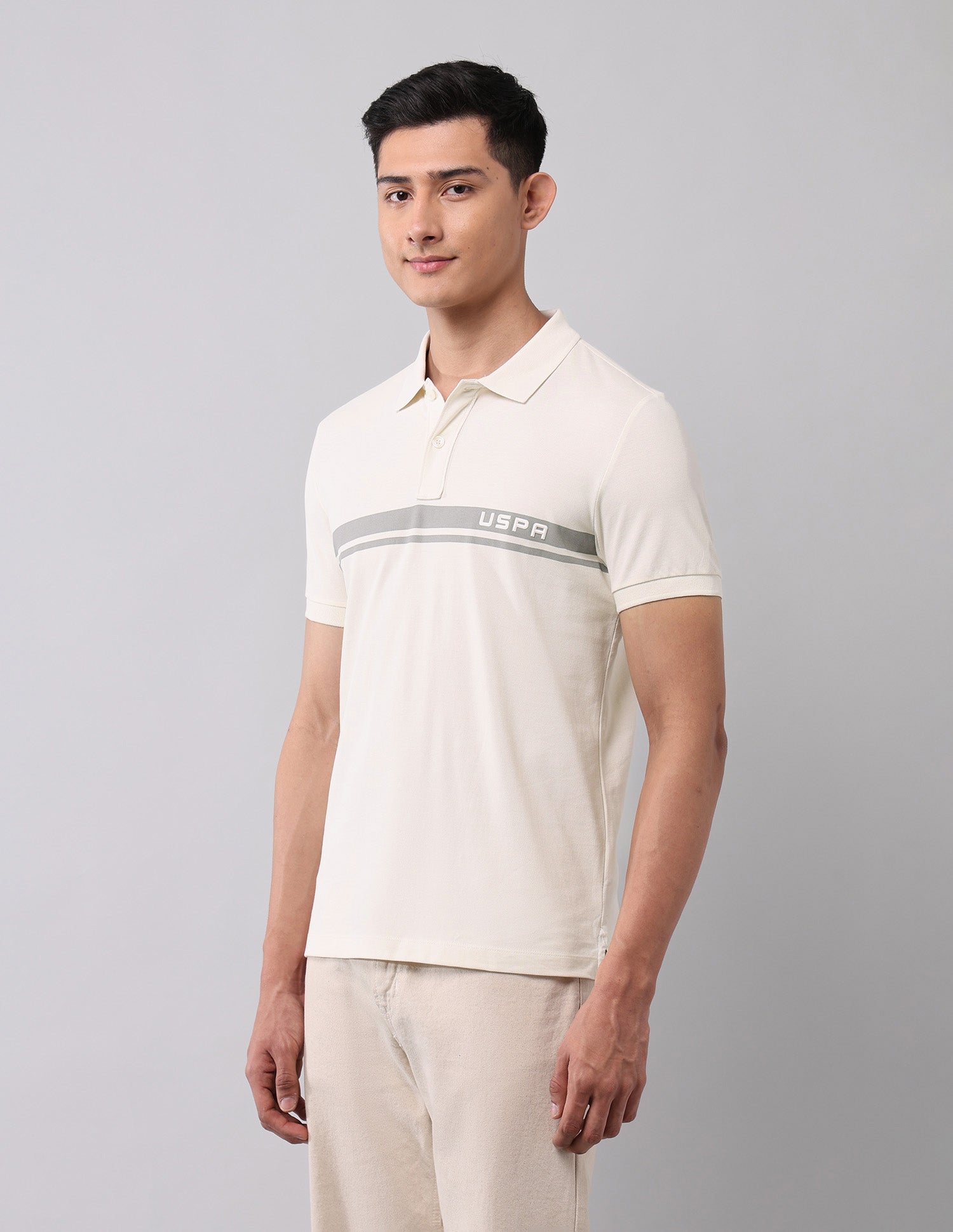 Horizontal Striped Black Label Polo Shirt Ivory - U.S. Polo Assn. India | Large