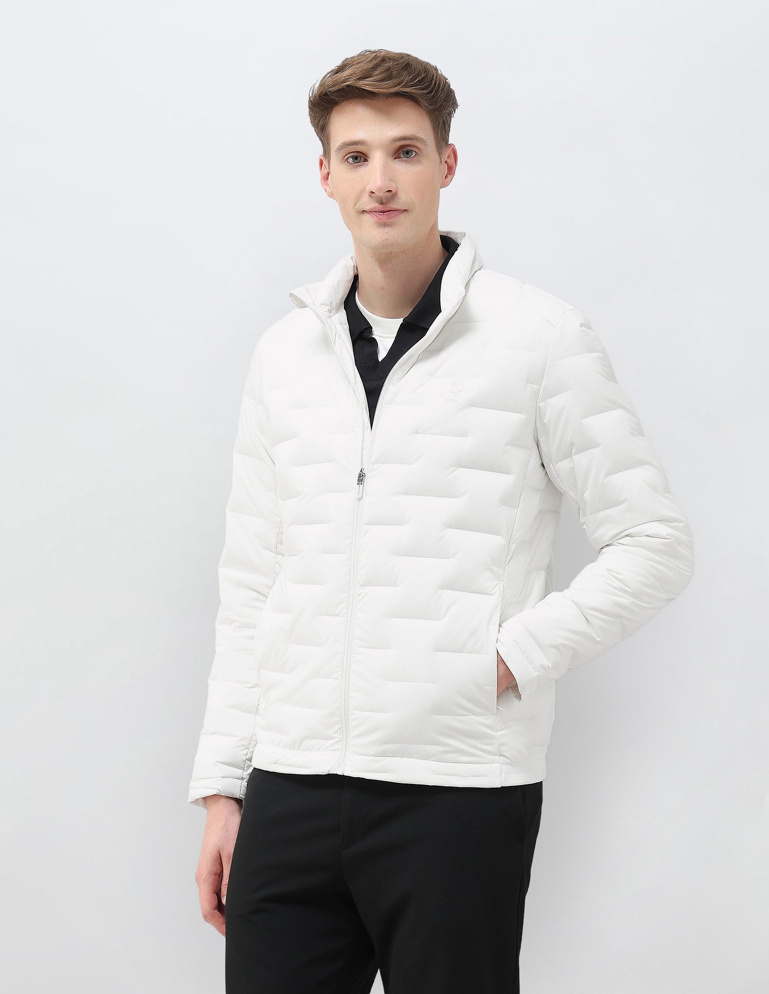 Mock Collar Regular Fit Smartheat Jacket White - U.S. POLO ASSN. | Large