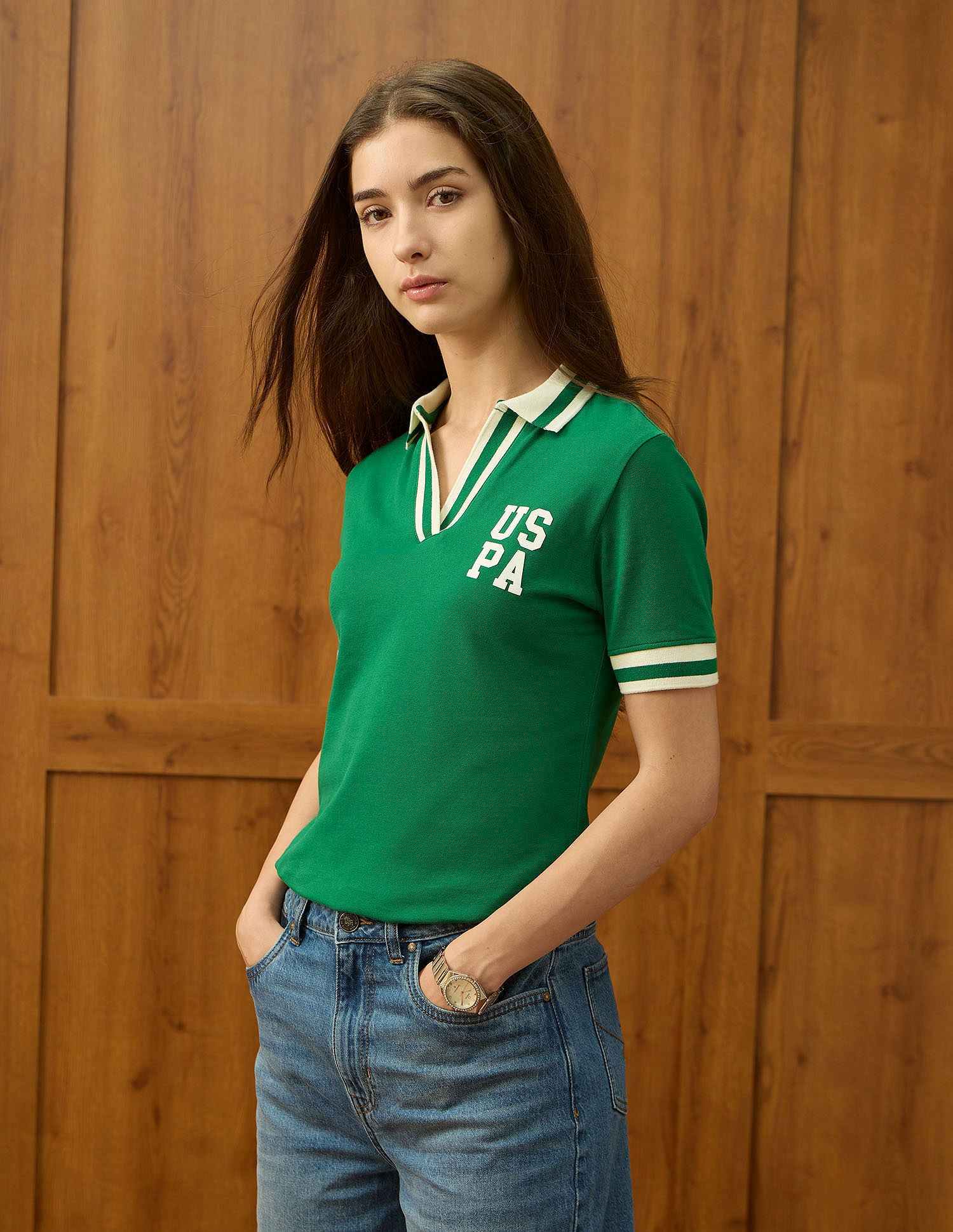 Regular Fit Solid Polo Shirt Green - U.S. POLO ASSN. | Large