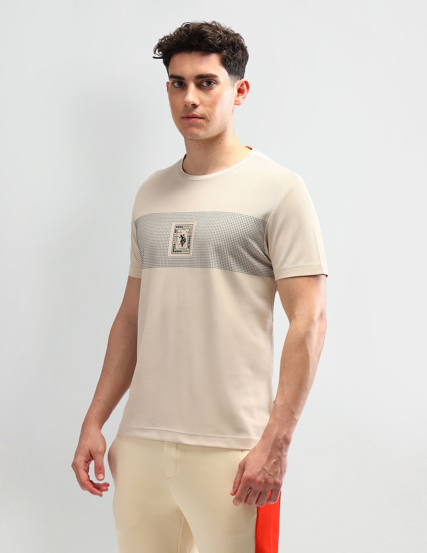 Slim Fit Striped T-Shirt Beige - U.S. Polo Assn. India | Large