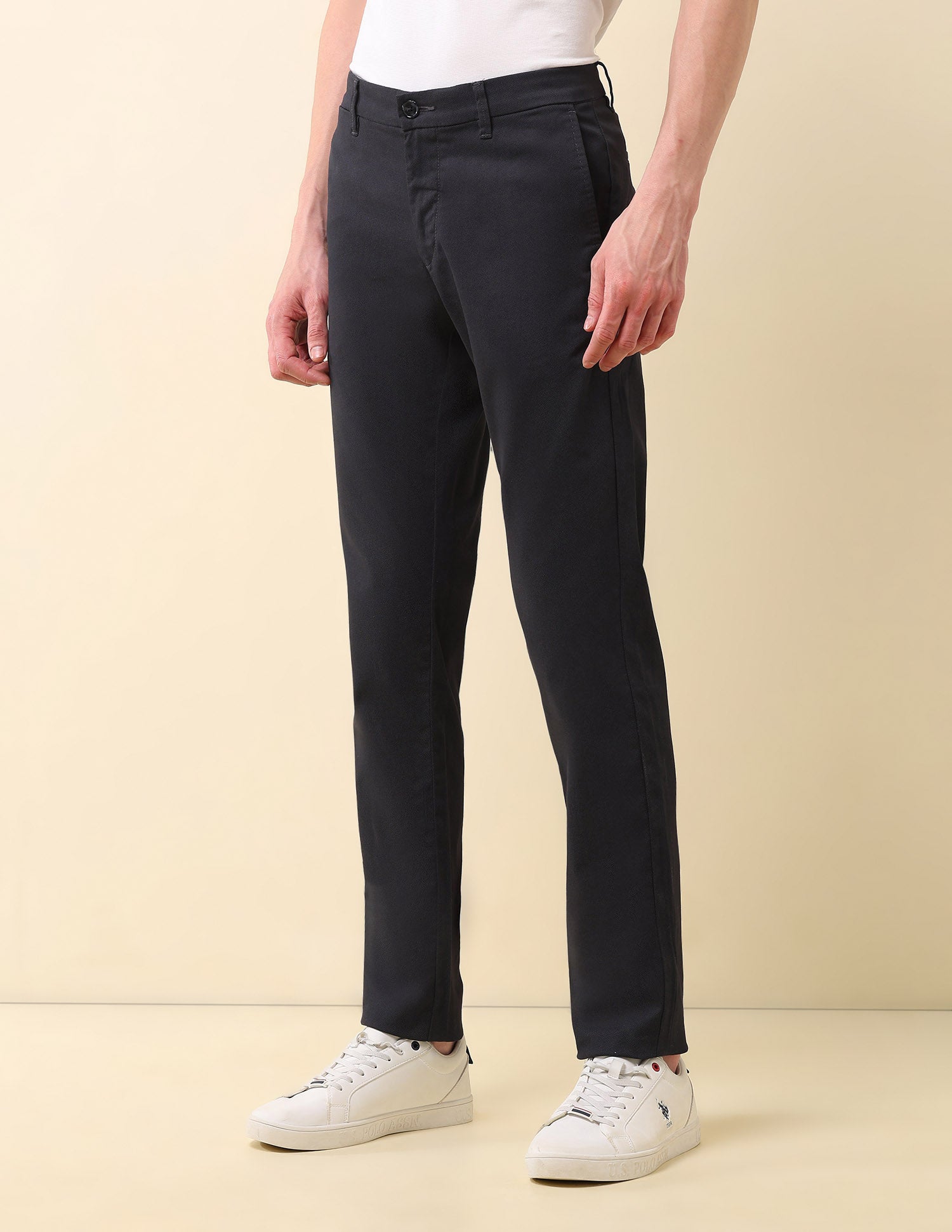 Denver Slim Fit Twill Trousers Black - U.S. Polo Assn. India | Large
