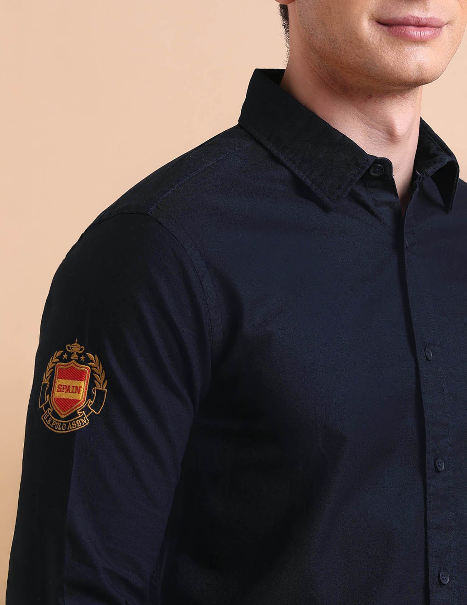 Pure Cotton Tailored Fit Oxford Shirt Navy - U.S. POLO ASSN. | Large