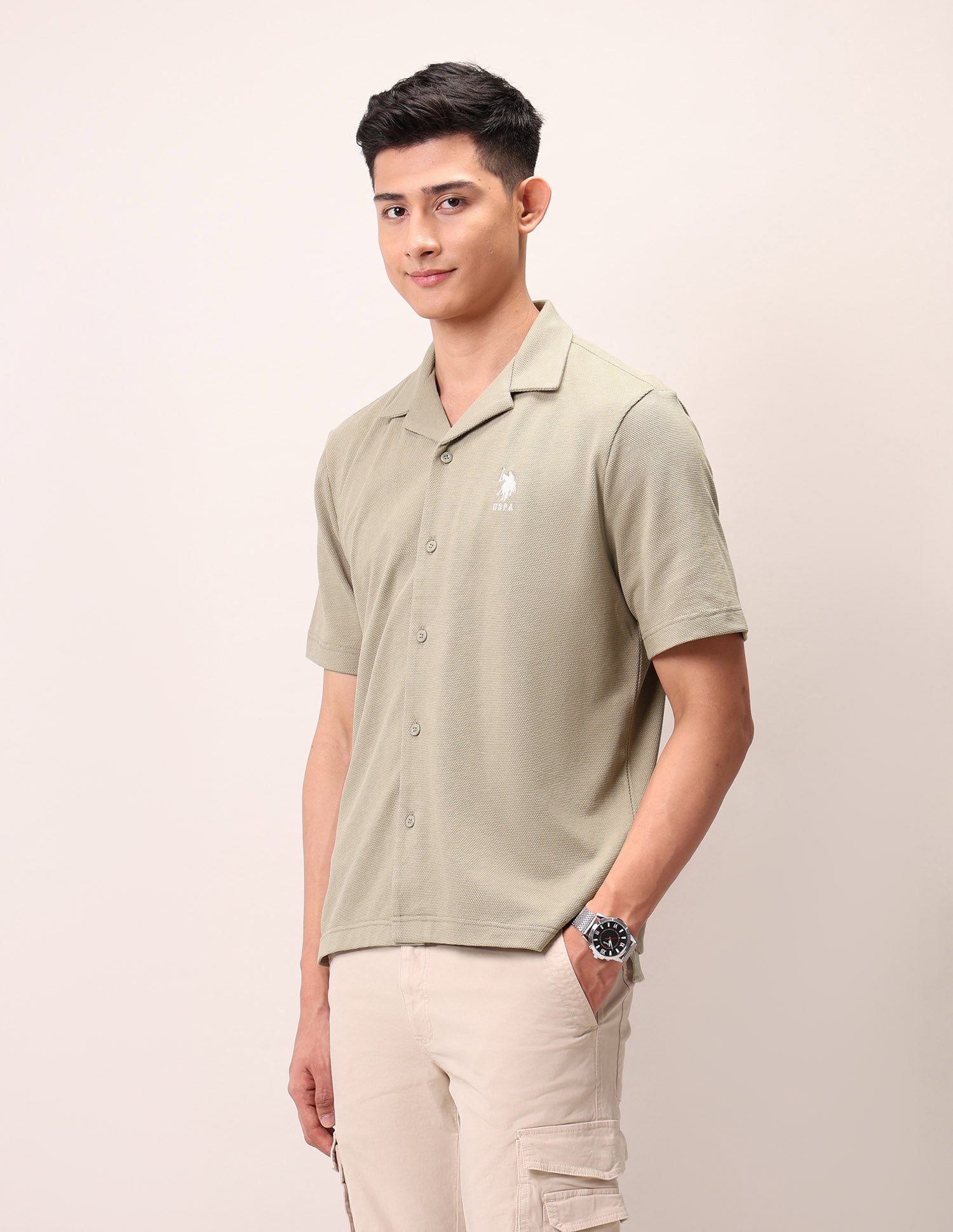 Relaxed Fit Pure Cotton Outdoor Shirt Khaki - U.S. Polo Assn. India | Large