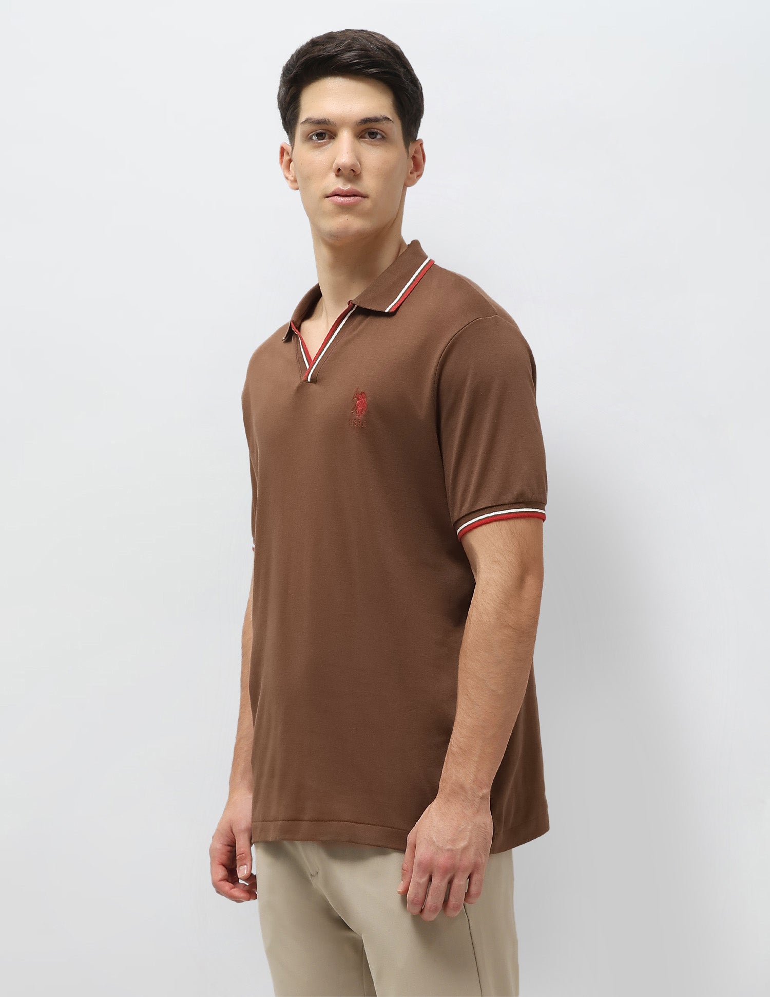 Solid Slim Fit Polo Shirt Dark Brown - U.S. Polo Assn. India | Large