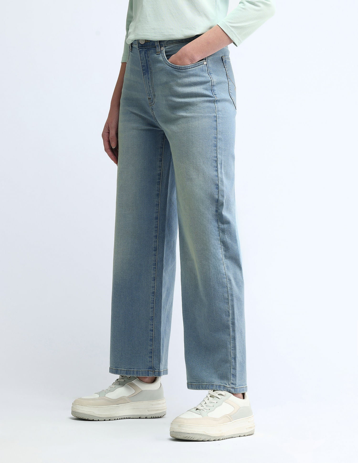 High Rise Wide Leg Jeans Blue - U.S. POLO ASSN. | Large