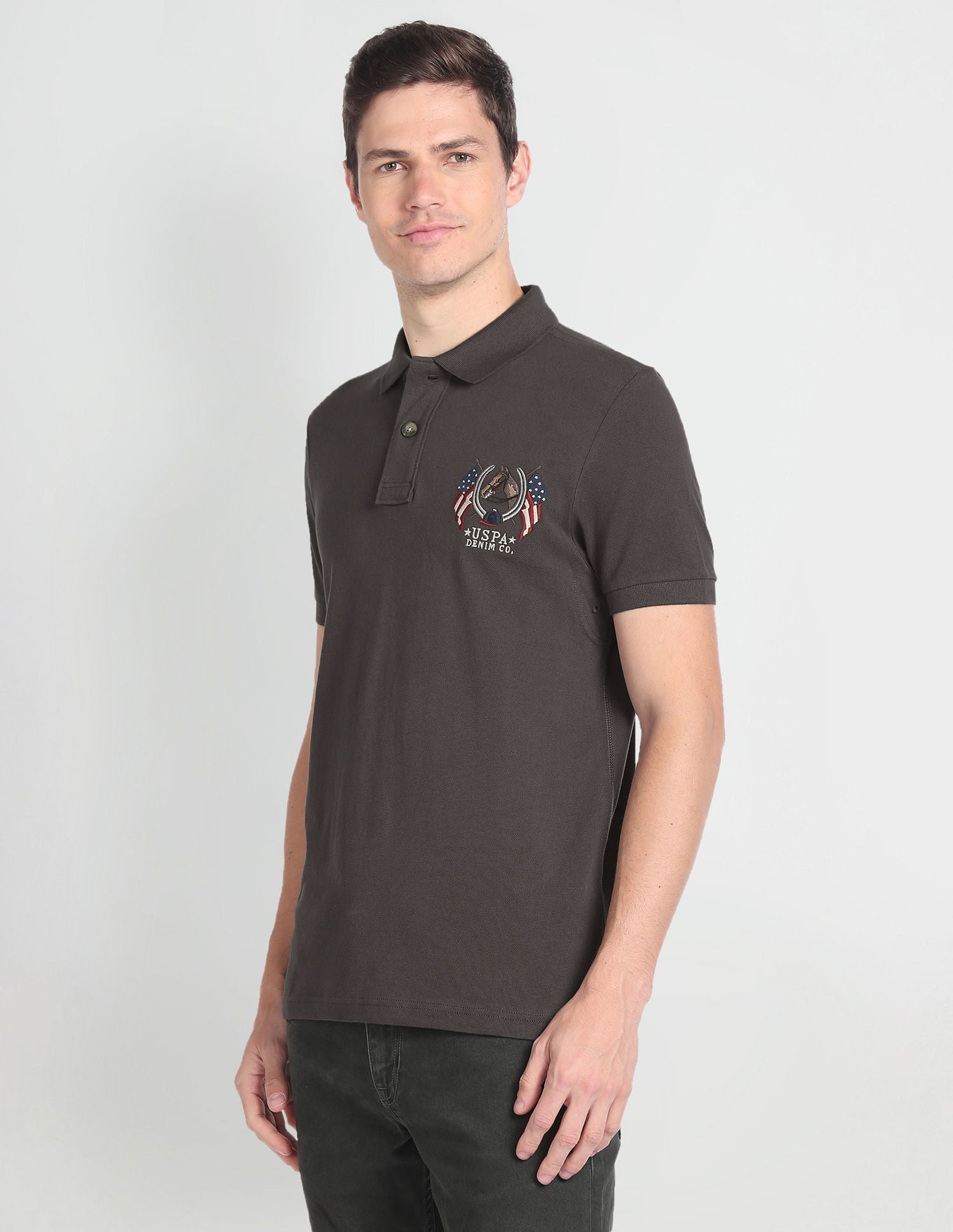 Solid Muscle Fit Polo Shirt Charcoal Grey - U.S. Polo Assn. India | Large