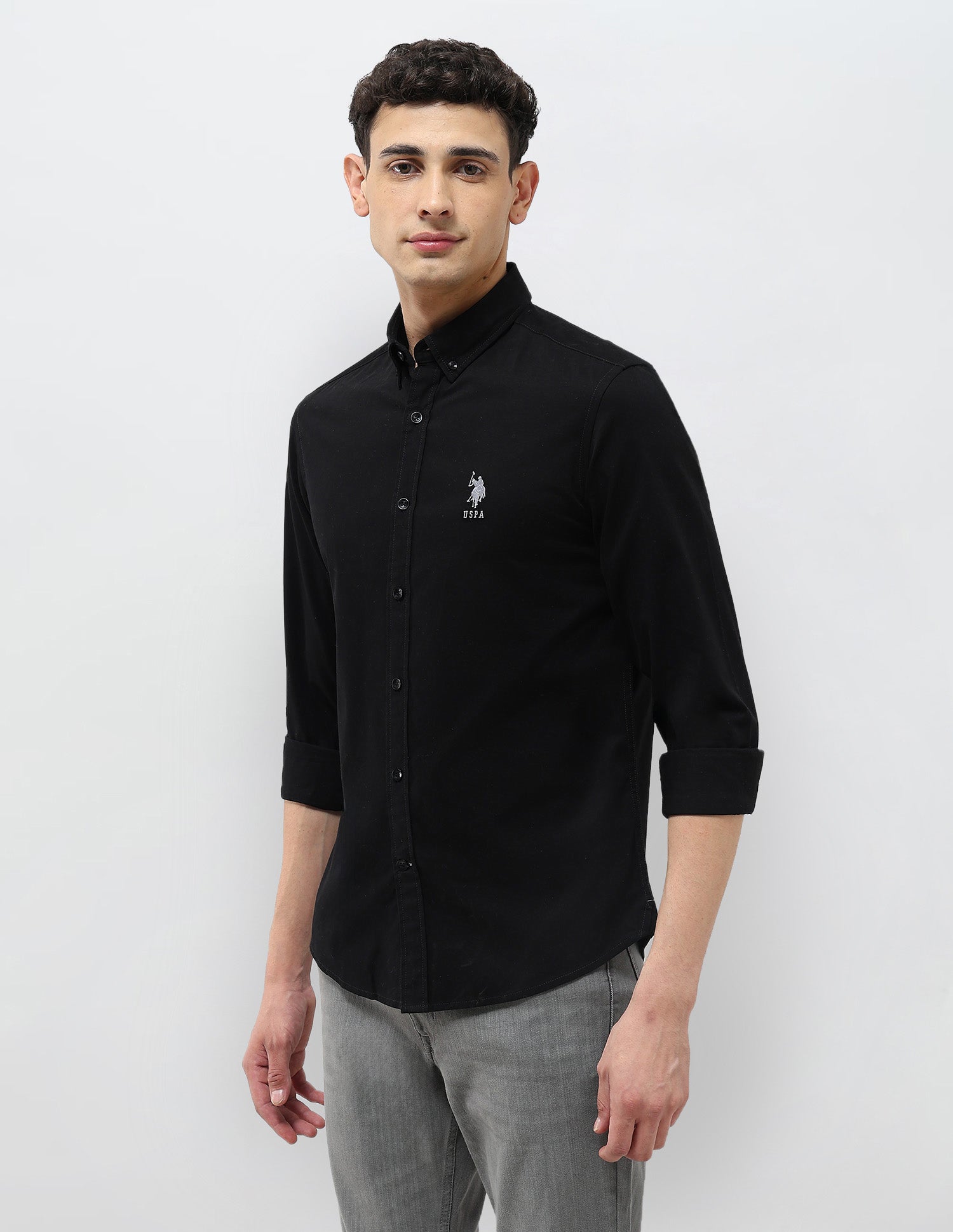 Regular Fit Solid Shirt Black - U.S. Polo Assn. India | Large