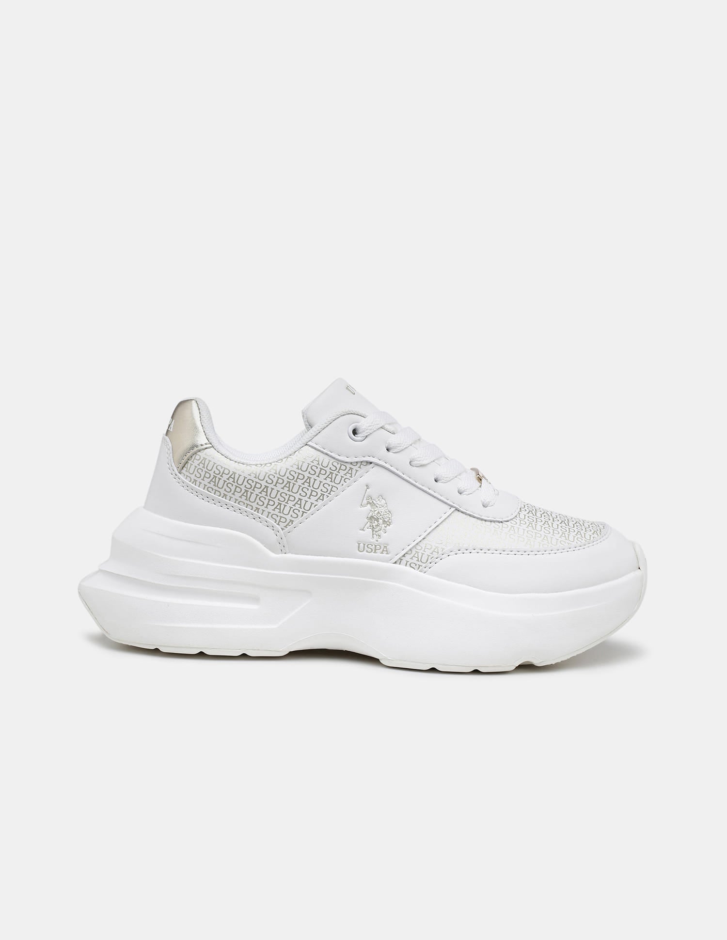 Women Thea Metallic Brand Printed Sneakers Off White - U.S. Polo Assn. India | Large