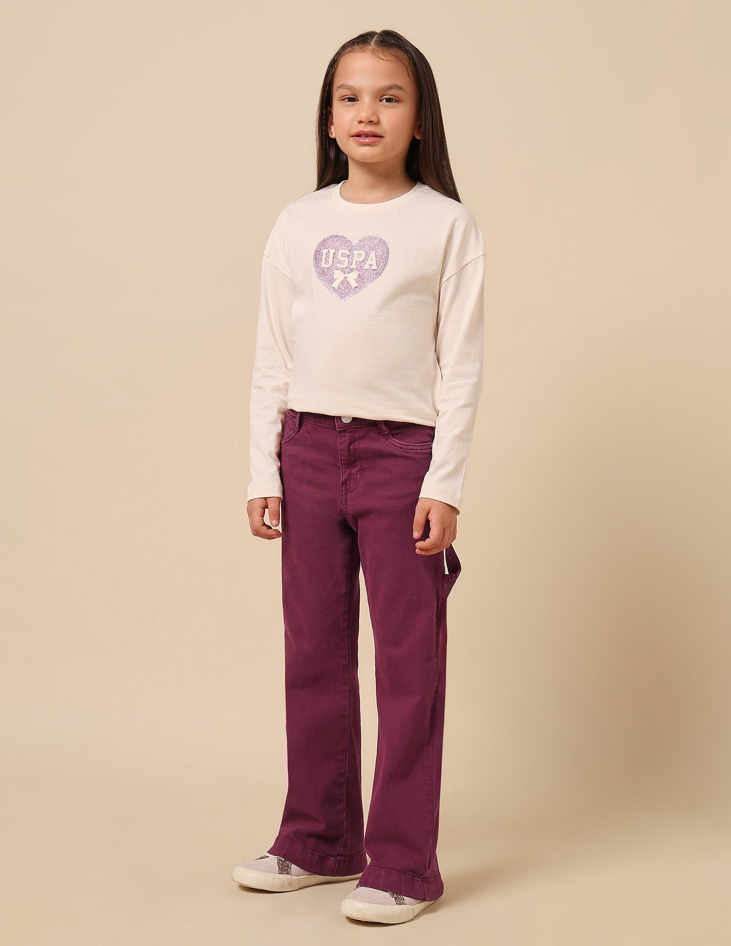 Girls Mid Rise Bootcut Jeans Beaujolais - U.S. POLO ASSN. | Large