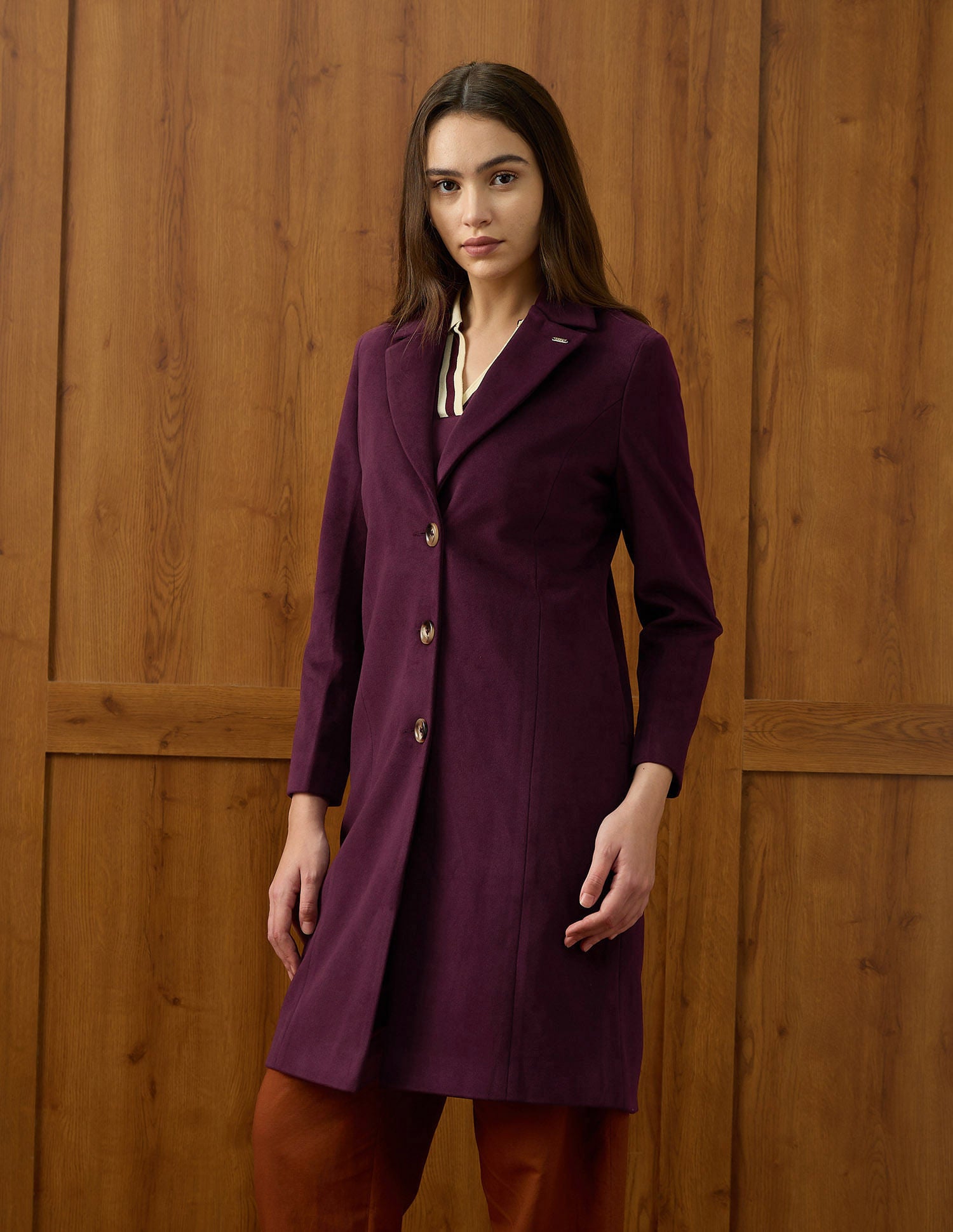 Soild Regular Fit Single Breasted Coat Purple - U.S. POLO ASSN. | Large