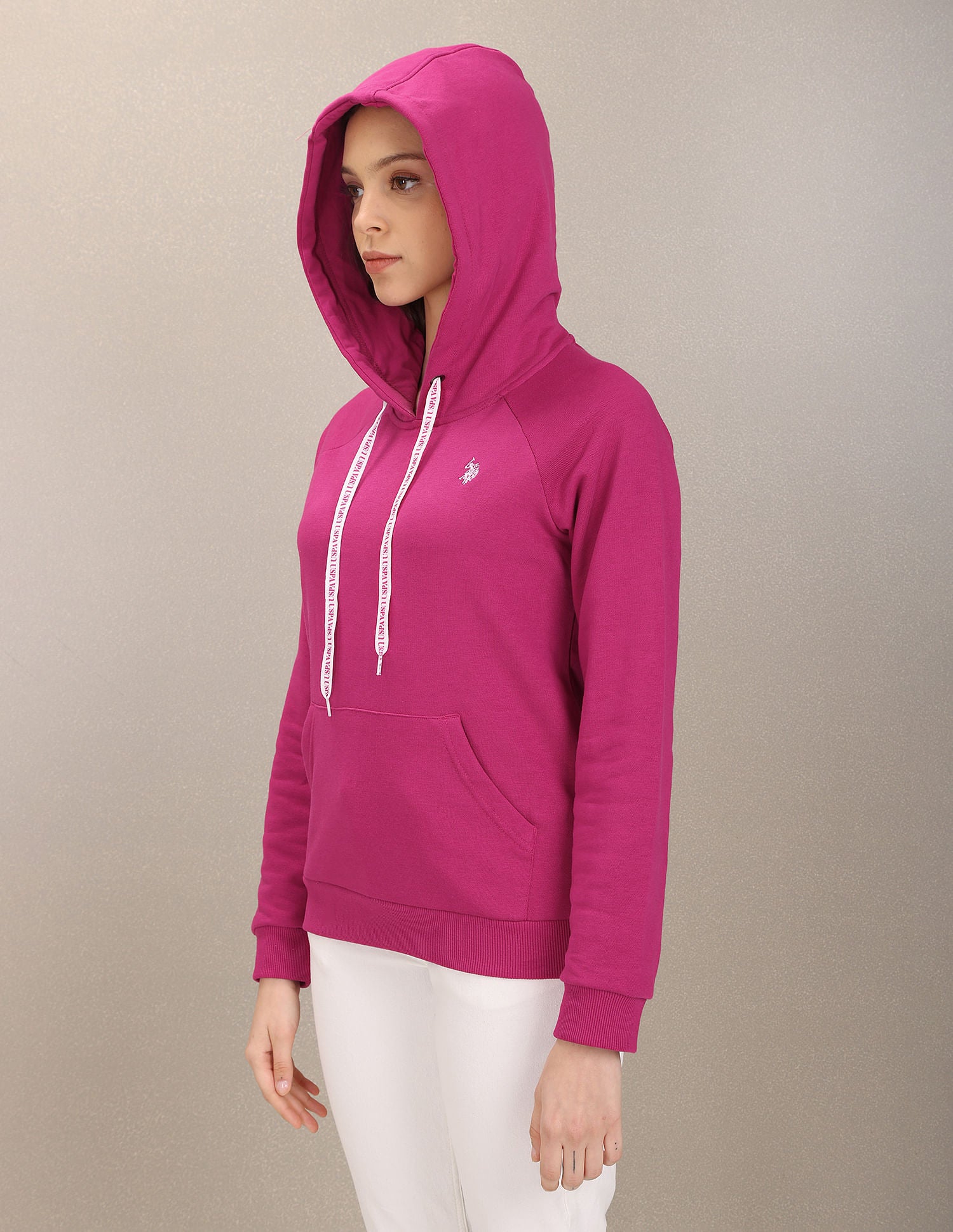Solid Hooded Sweatshirt Fuchsia - U.S. Polo Assn. India | Large