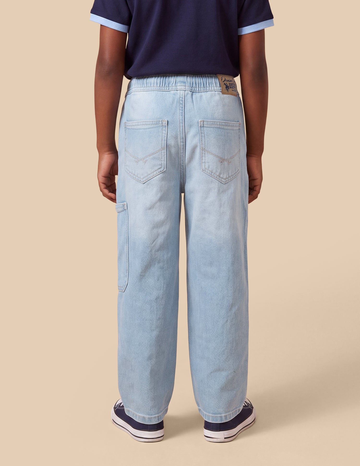 Shawn Baggy Fit Blue Cargo Jeans Light Blue - U.S. Polo Assn. India | Large