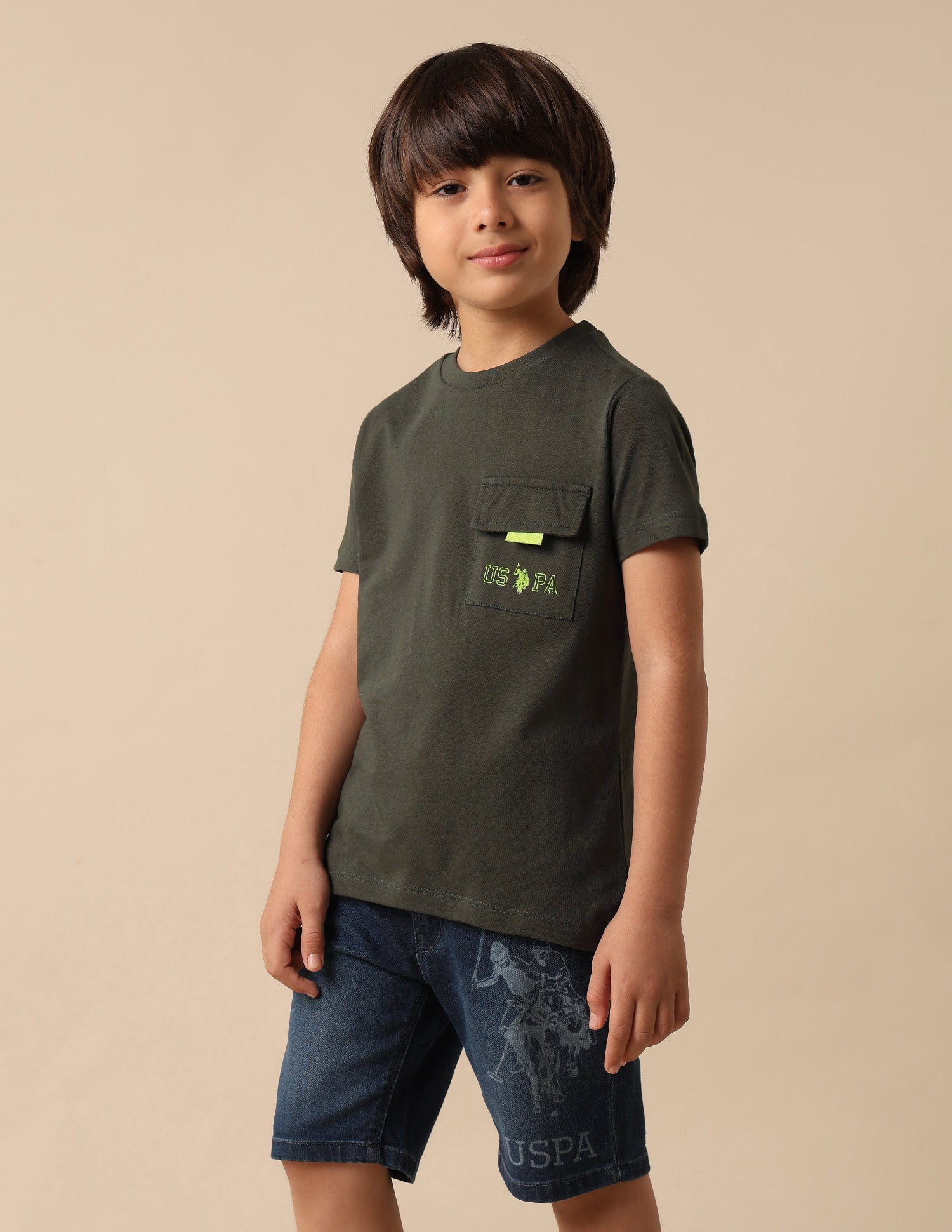 Boys Pure Cotton Regular Fit T Shirt Olive - U.S. POLO ASSN. | Large