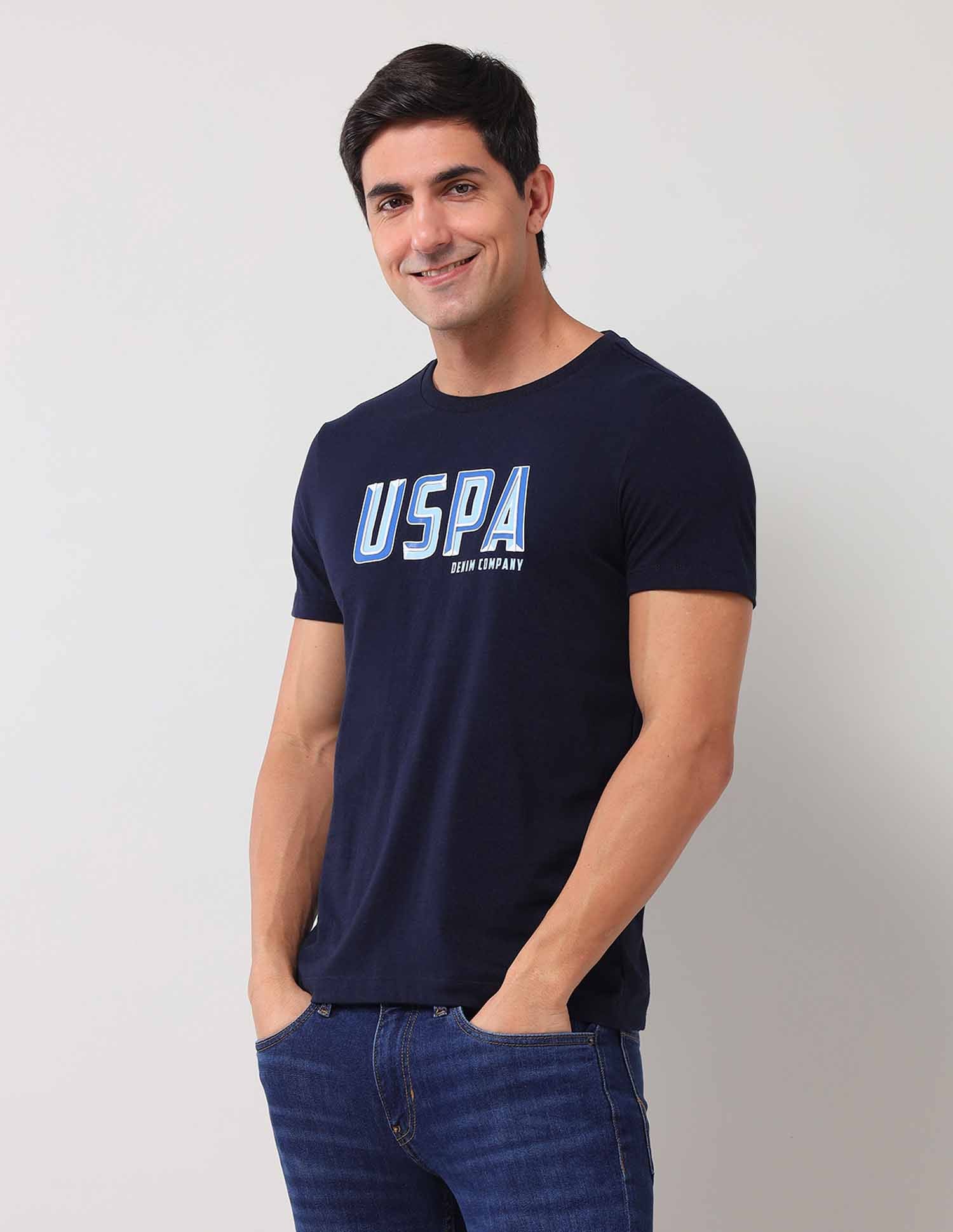Brand Printed Muscle Fit T-Shirt Navy - U.S. Polo Assn. India | Large