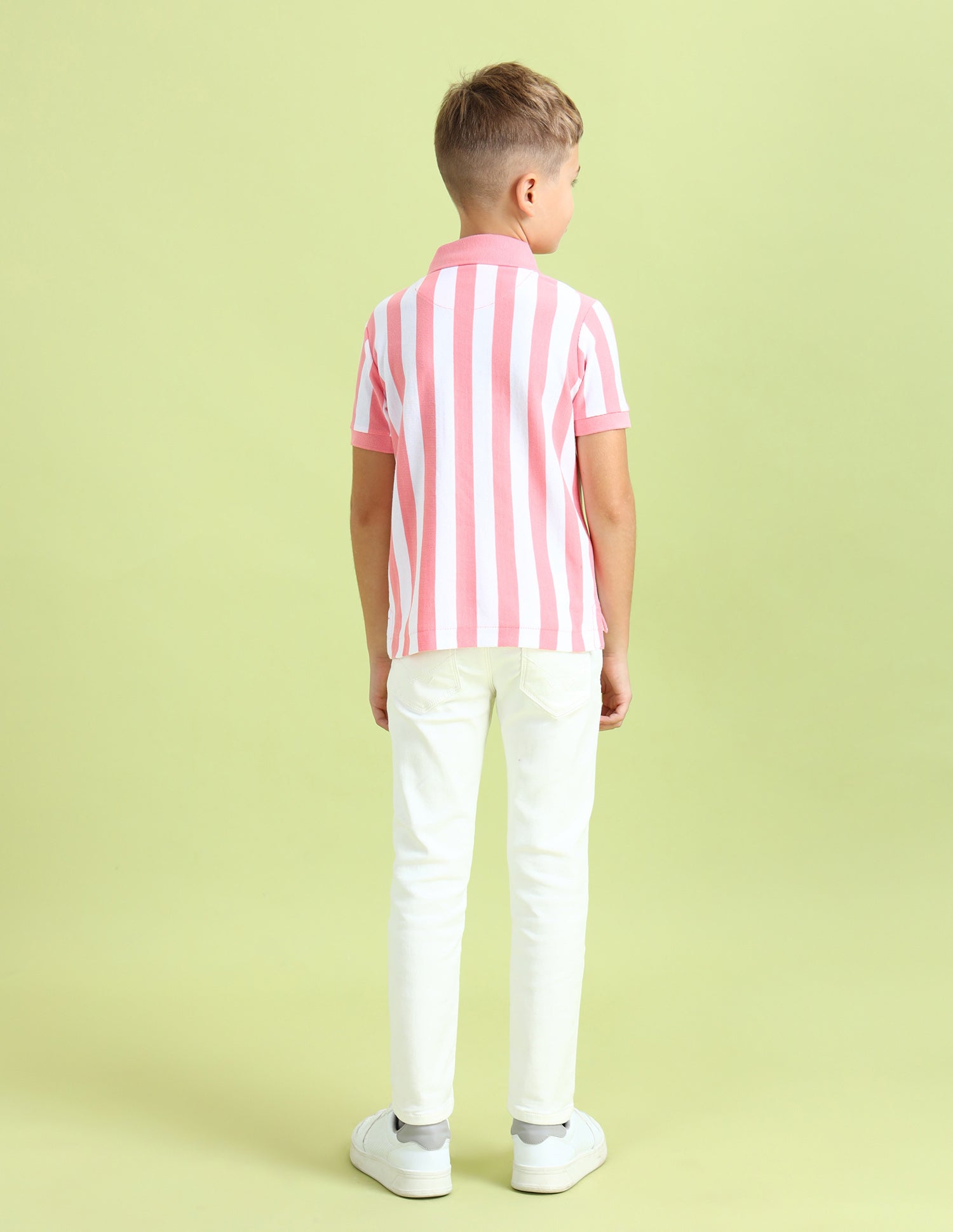 Boys Vertical Striped Regular Fit Polo Shirts Light Pink - U.S. POLO ASSN. | Large