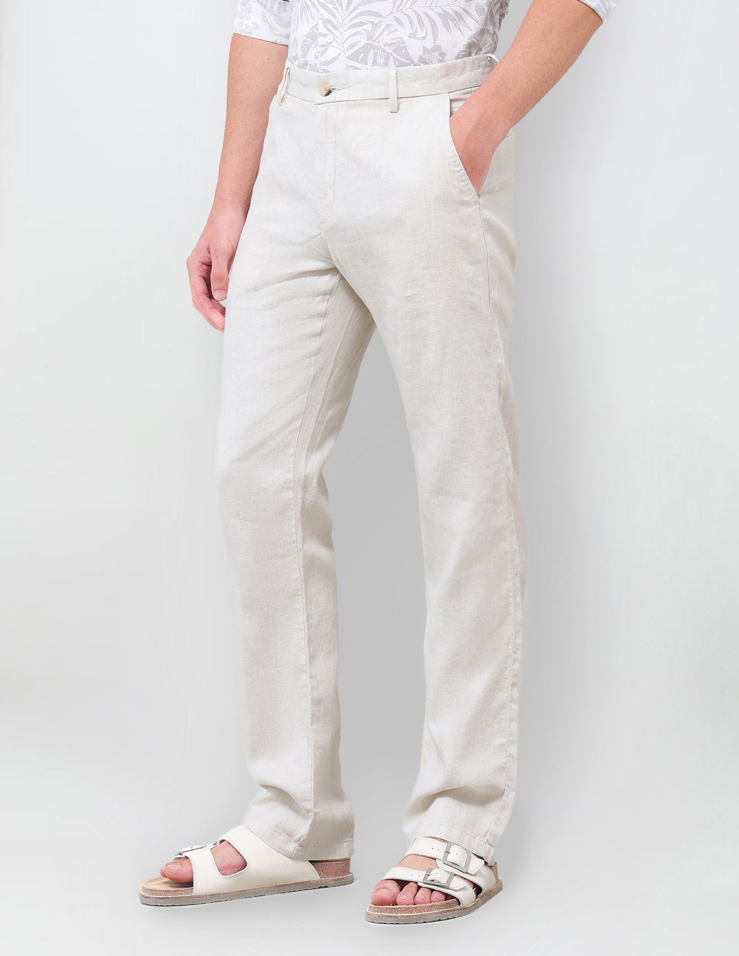 Satin Riley Straight Fit Trousers Beige - U.S. Polo Assn. India | Large