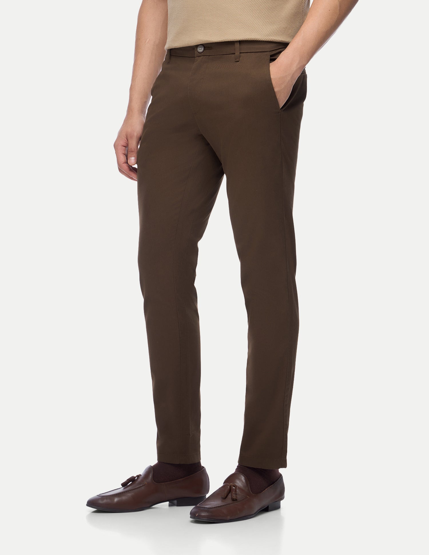 Austin Trim Regular Fit Twill Trousers Dark Brown - U.S. Polo Assn. India | Large