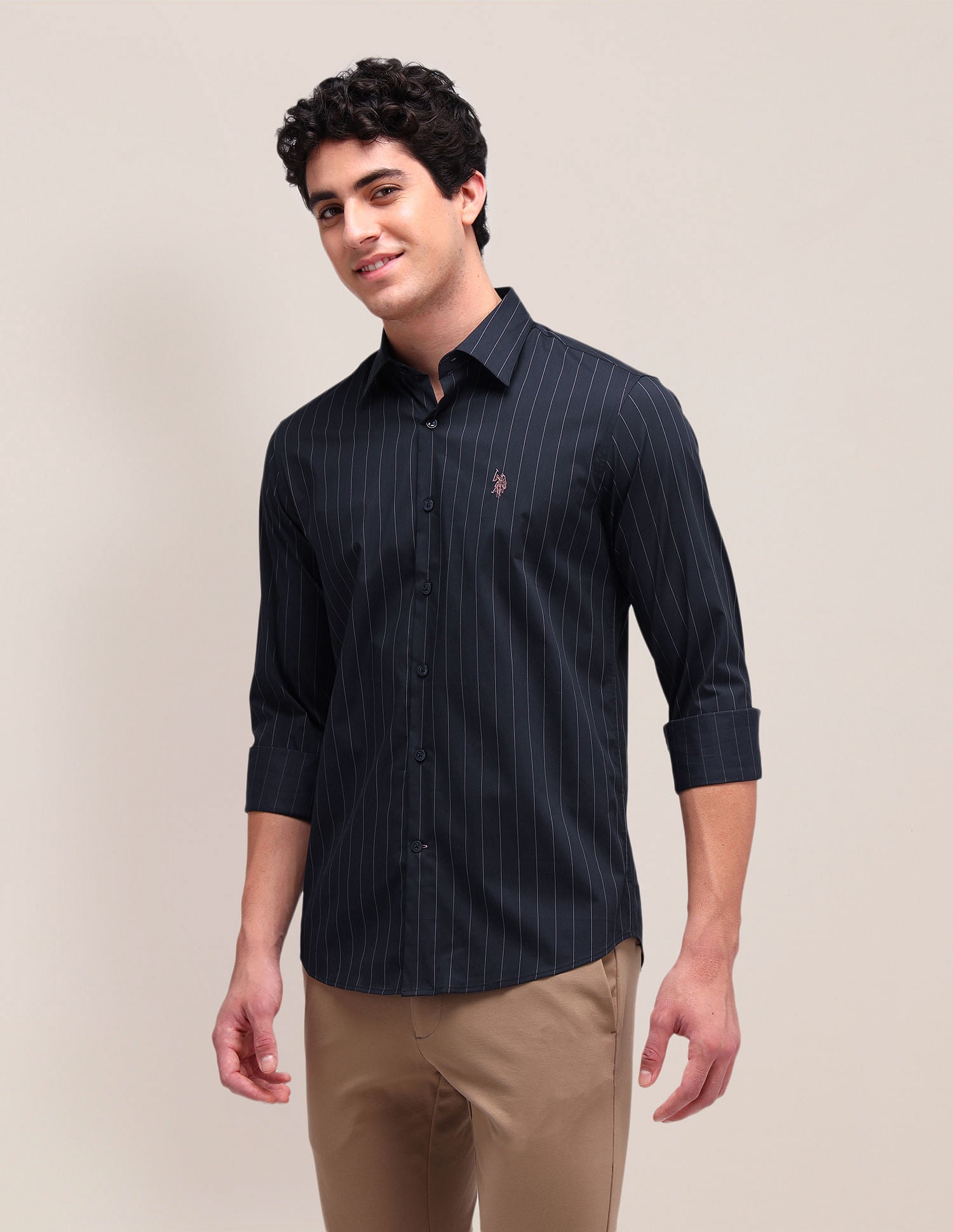 Vertical Striped Regular Fit Shirt Navy - U.S. Polo Assn. India | Large
