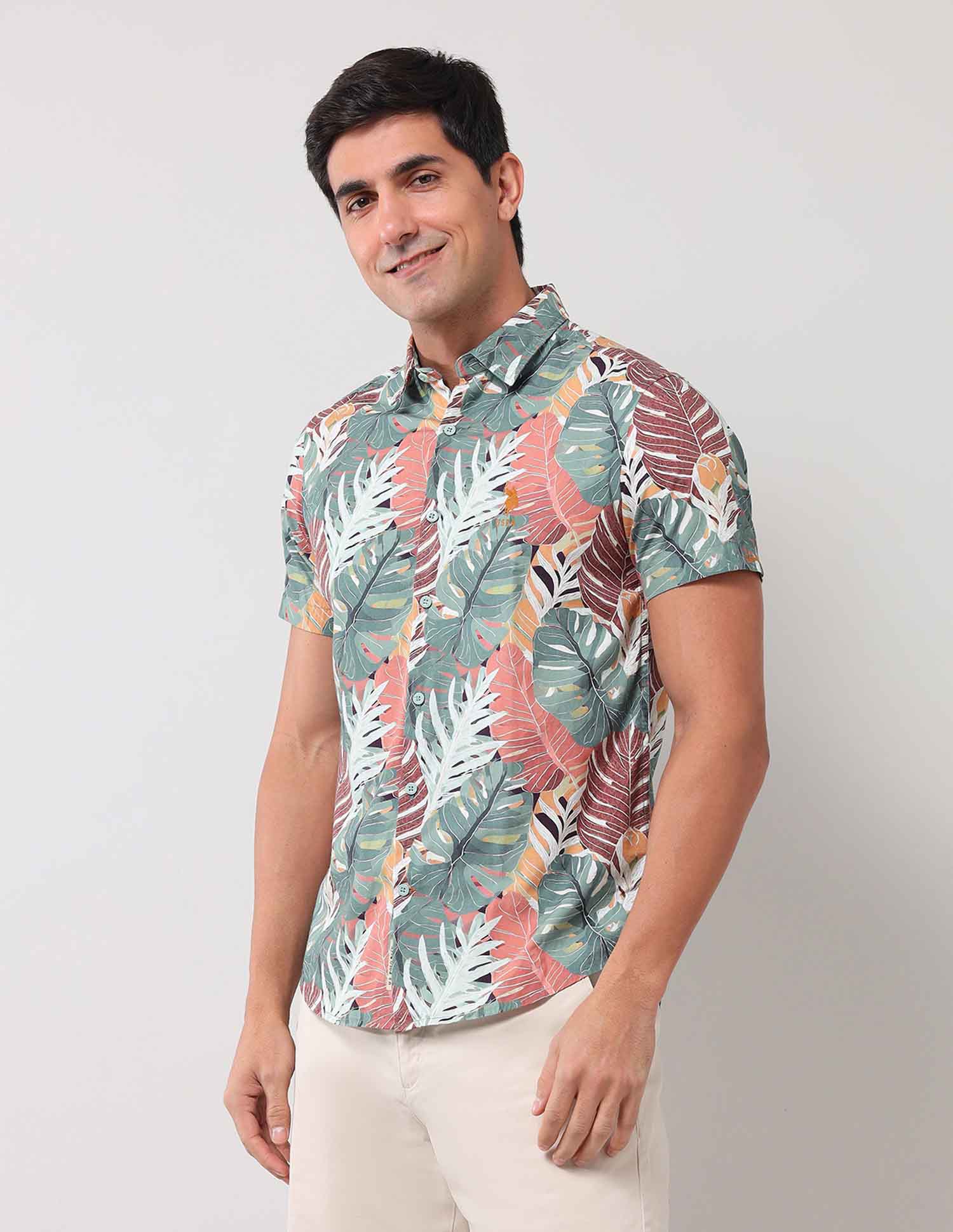 Regular Fit All-Over Shirt Mustard - U.S. Polo Assn. India | Large