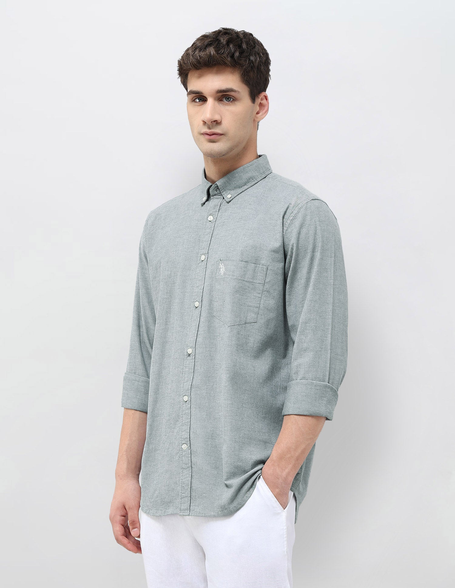 Tailored Fit Oxford Shirt Grey - U.S. Polo Assn. India | Large