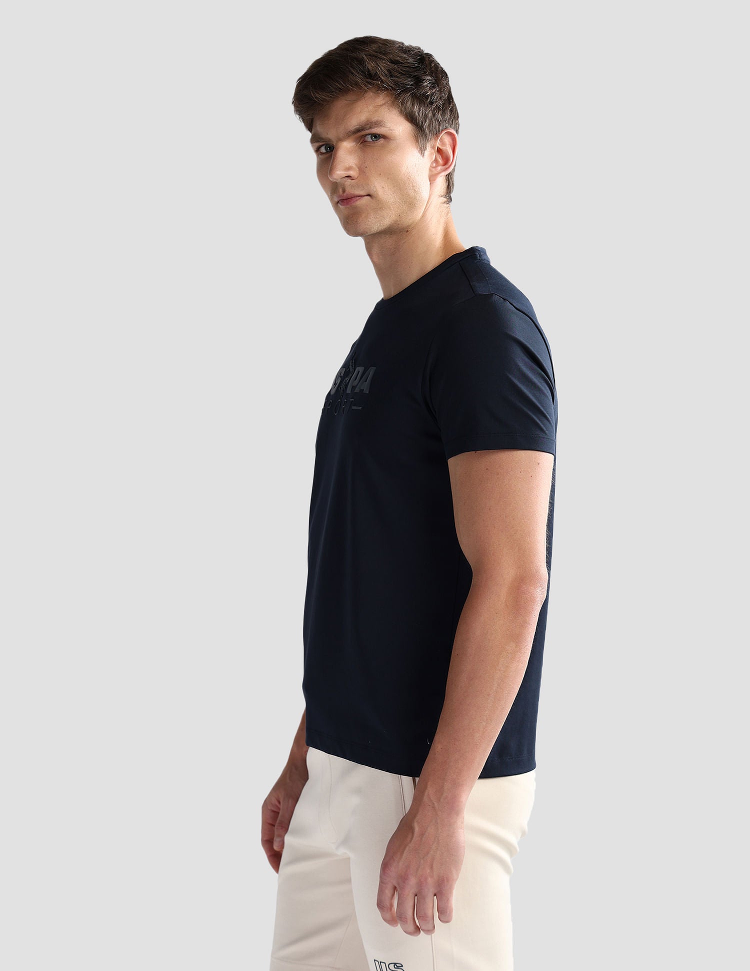 Brand Print Cotton Blend T-Shirt Navy - U.S. Polo Assn. India | Large
