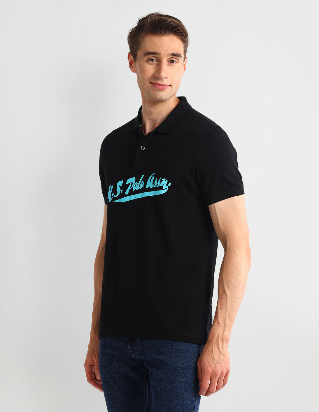 Typography Regular Fit Polo Shirt Black - U.S. Polo Assn. India | Large